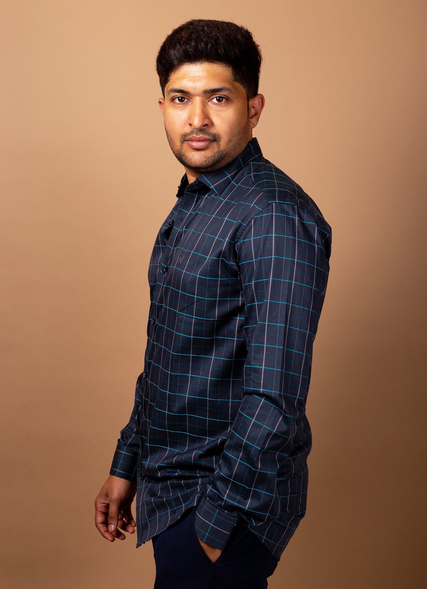 Berry Blue Checkered Premium Organic Cotton Shirt