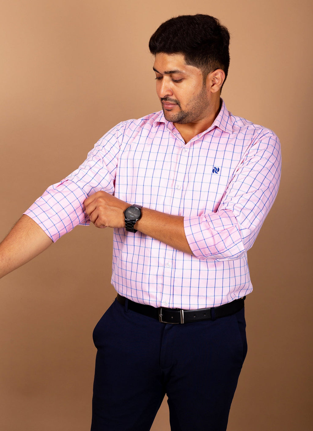 Baby Pink Checkered Premium Organic cotton Shirt