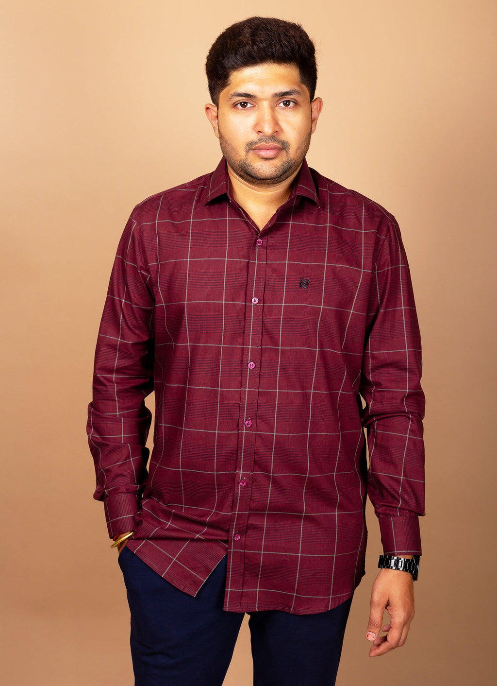 Cherry Red Checkered Organic Cotton Premium Shirt