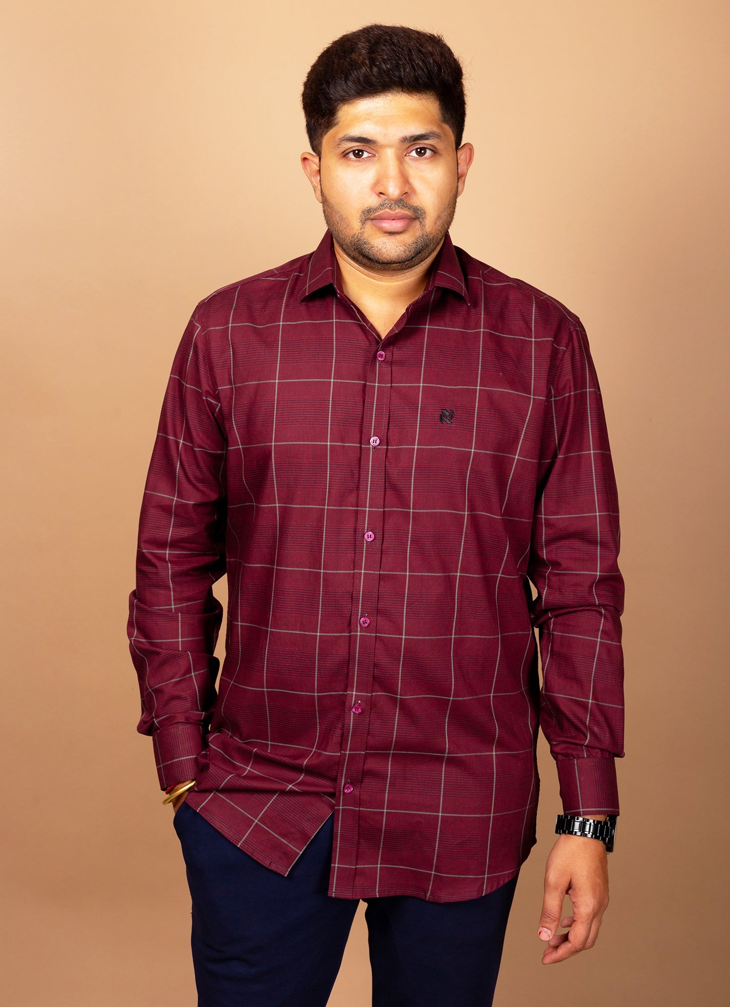 Cherry Red Checkered Organic Cotton Premium Shirt