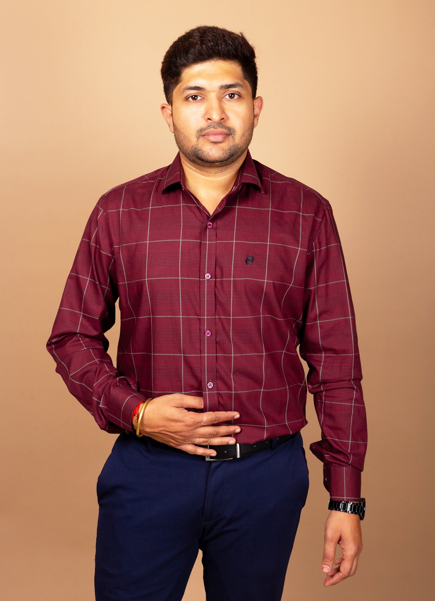 Cherry Red Checkered Organic Cotton Premium Shirt