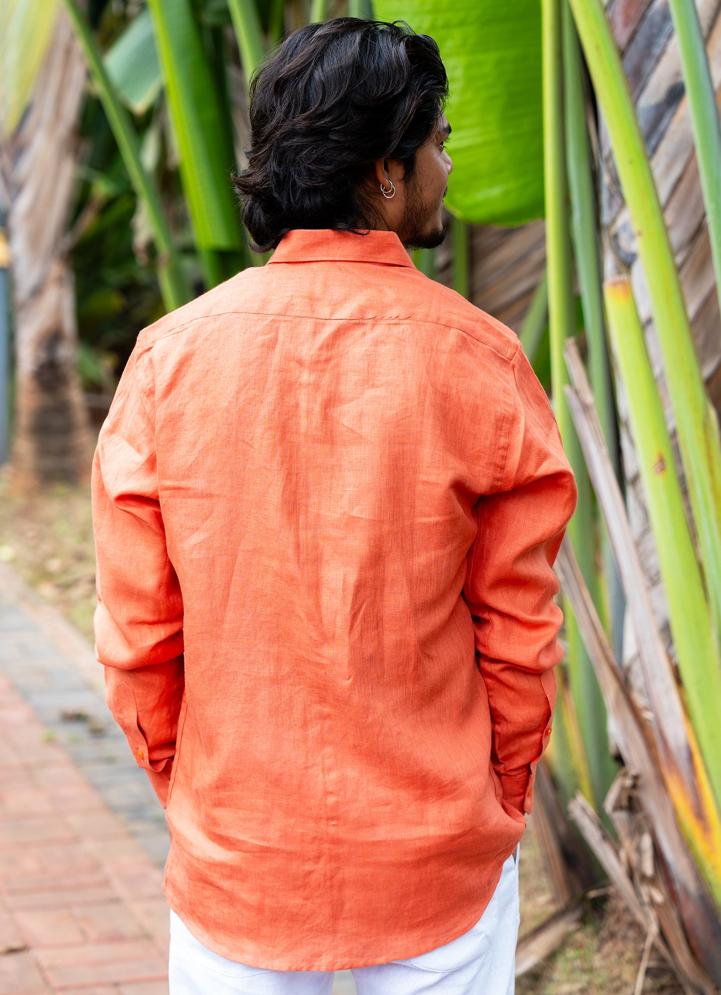 Tangerine Airy Pure Linen Premium Shirt