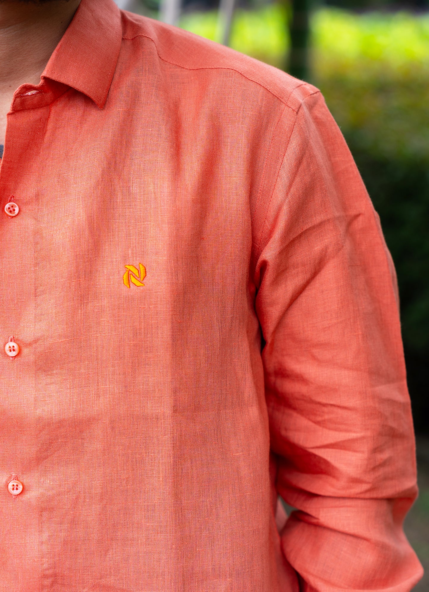 Tangerine Airy Pure Linen Premium Shirt