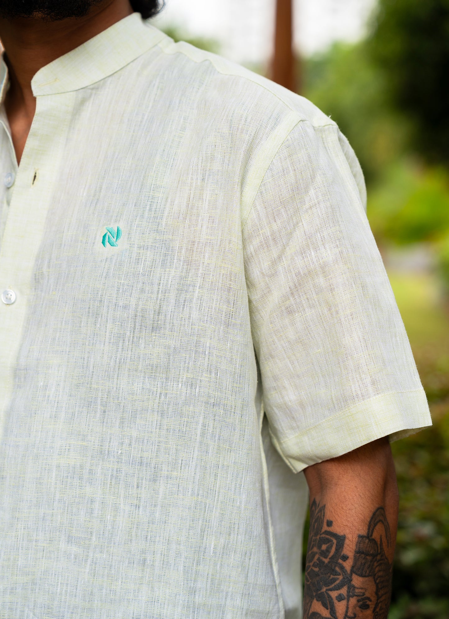 Tea Green Airy Pure Linen Premium Shirt