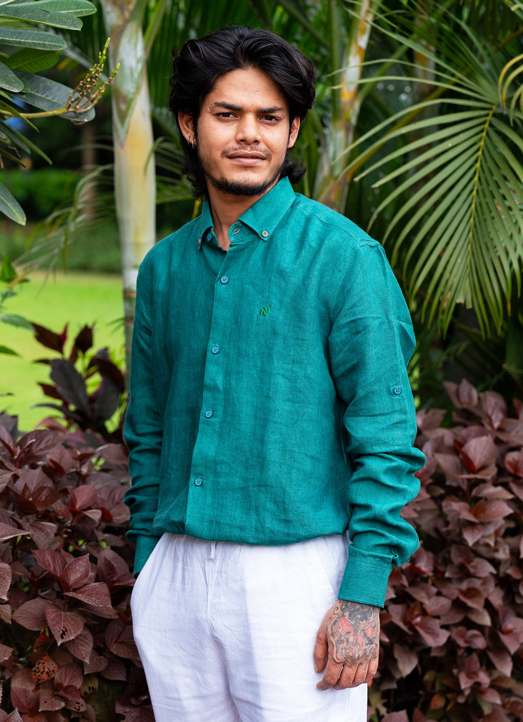 Castleton Airy Green Pure Premium Linen Shirt