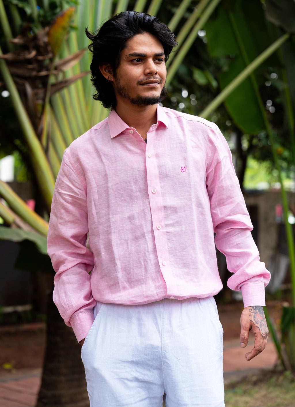 Flamingo Airy Pink Pure Linen Premium Shirt