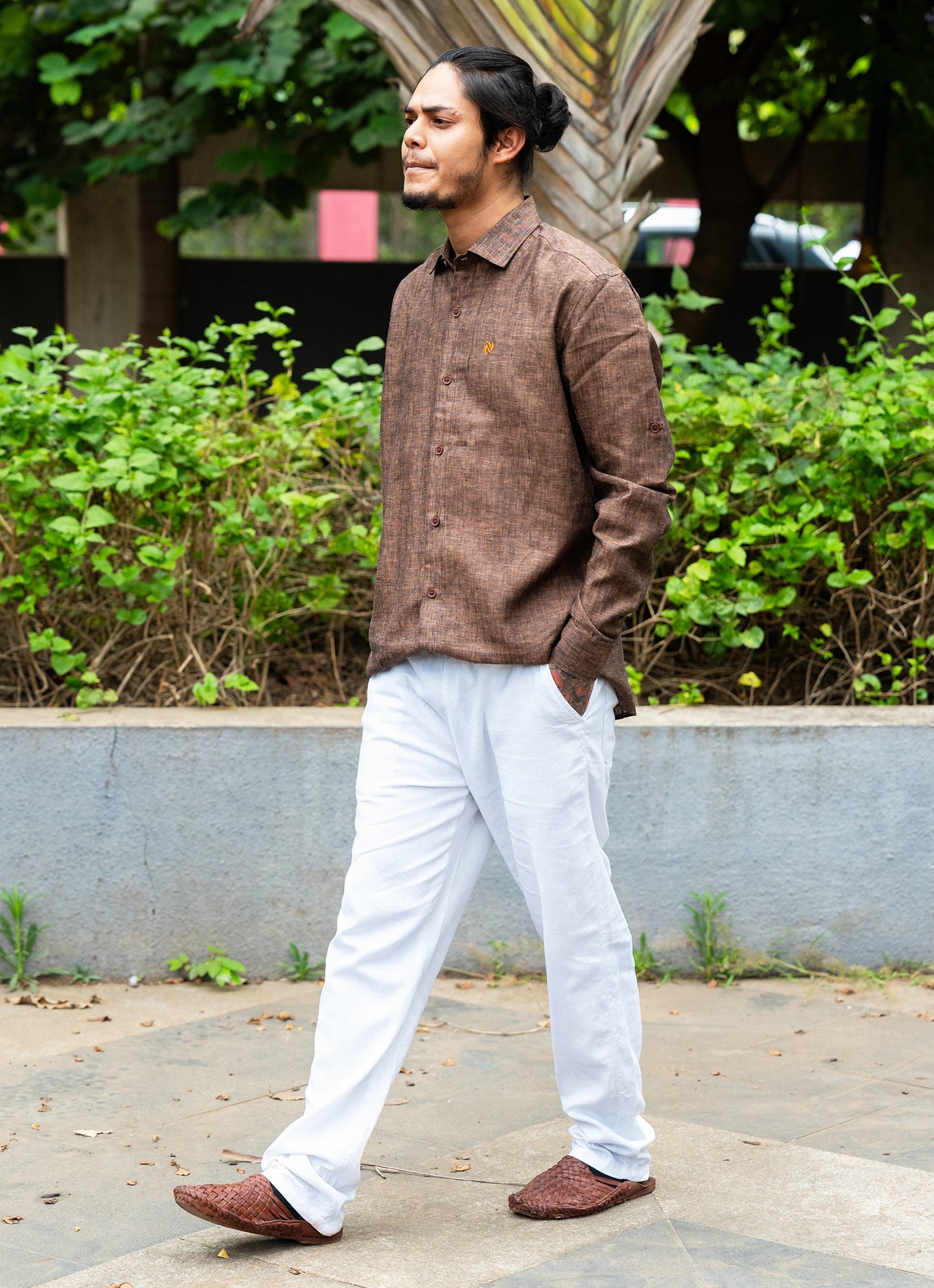 Cherry Wood Brown Super Airy Pure Linen Premium Shirt