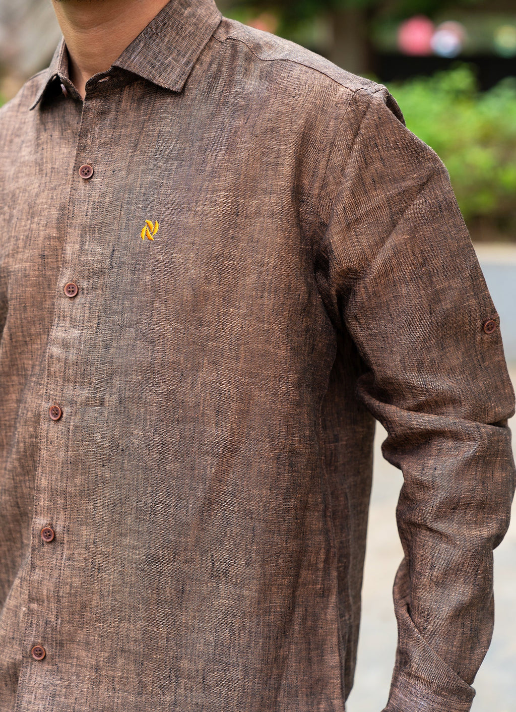 Cherry Wood Brown Super Airy Pure Linen Premium Shirt