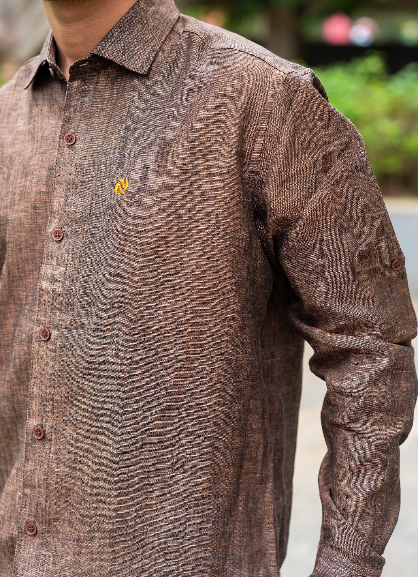 Cherry Wood Brown Super Airy Pure Linen Premium Shirt