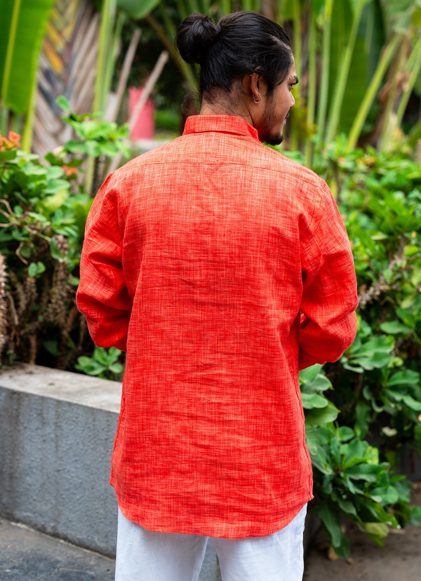Scarlet Red Textured Airy Pure Linen Premium Shirt