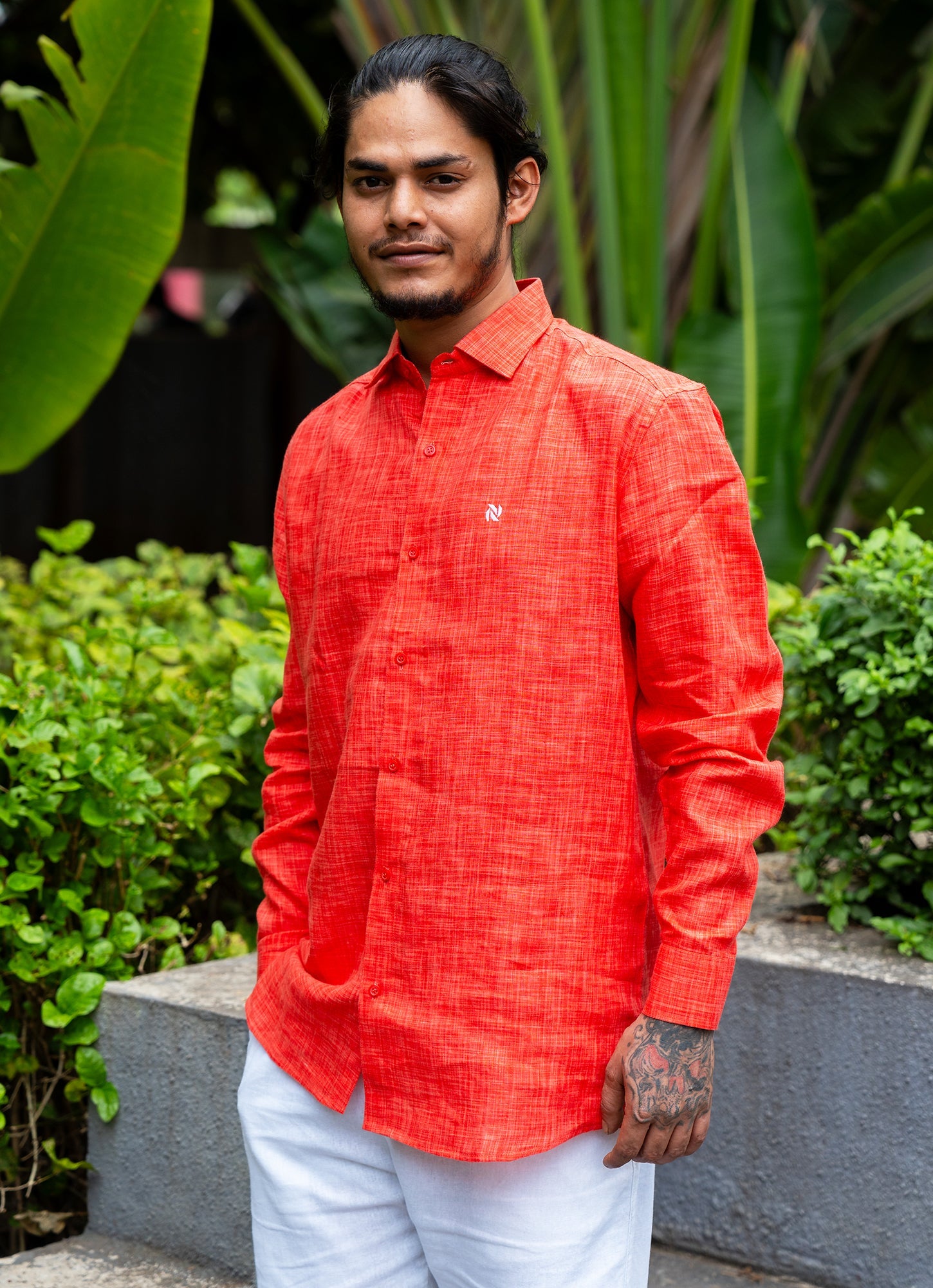 Scarlet Red Textured Airy Pure Linen Premium Shirt