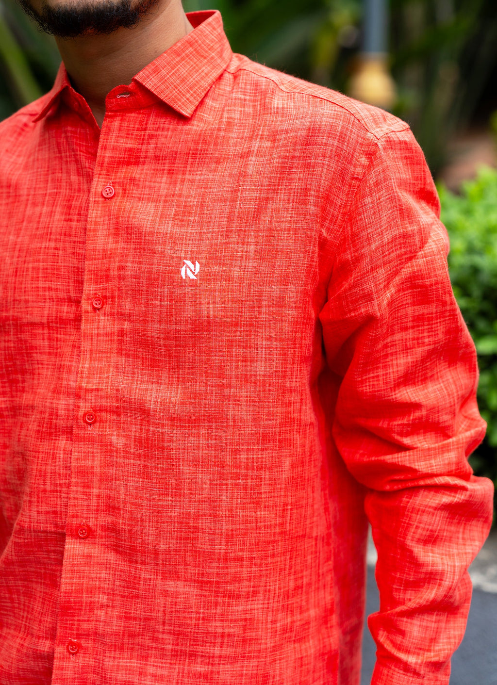 Scarlet Red Textured Airy Pure Linen Premium Shirt