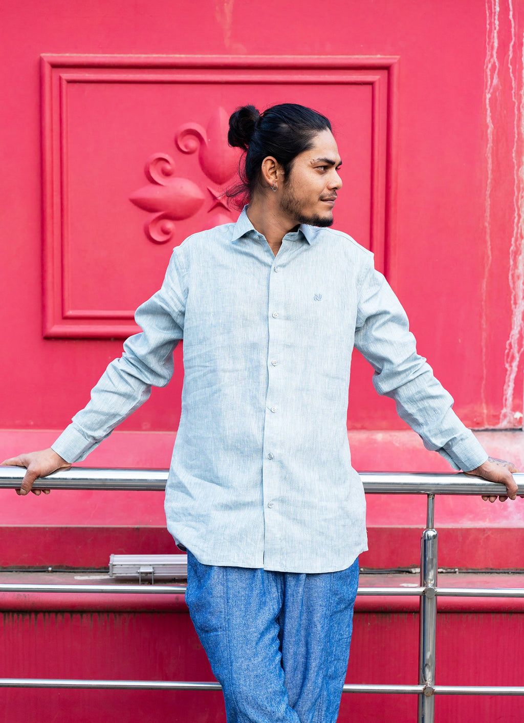 Icy Blue Super Airy Pure Linen Premium Shirt