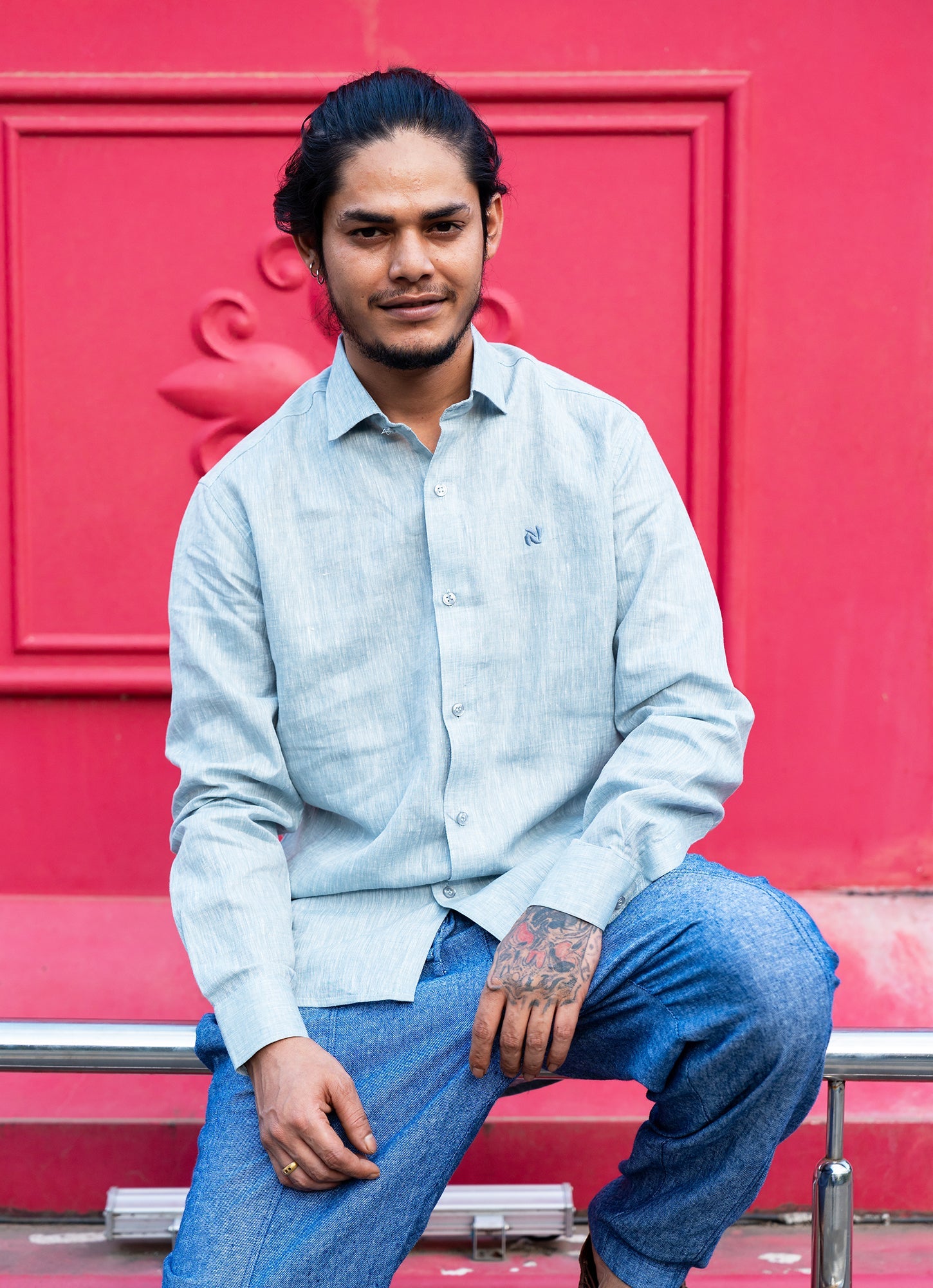 Icy Blue Super Airy Pure Linen Premium Shirt