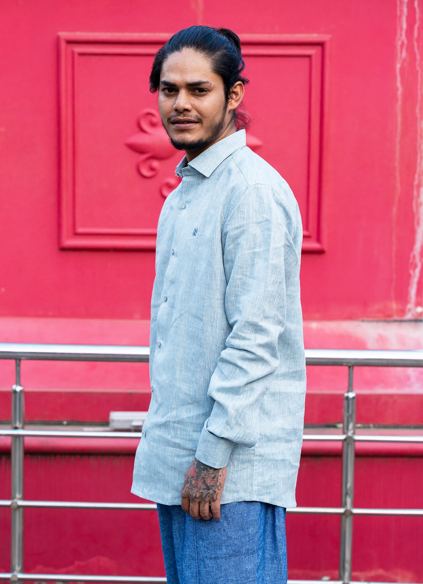 Icy Blue Super Airy Pure Linen Premium Shirt