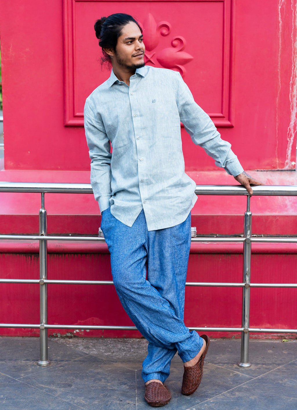 Icy Blue Super Airy Pure Linen Premium Shirt