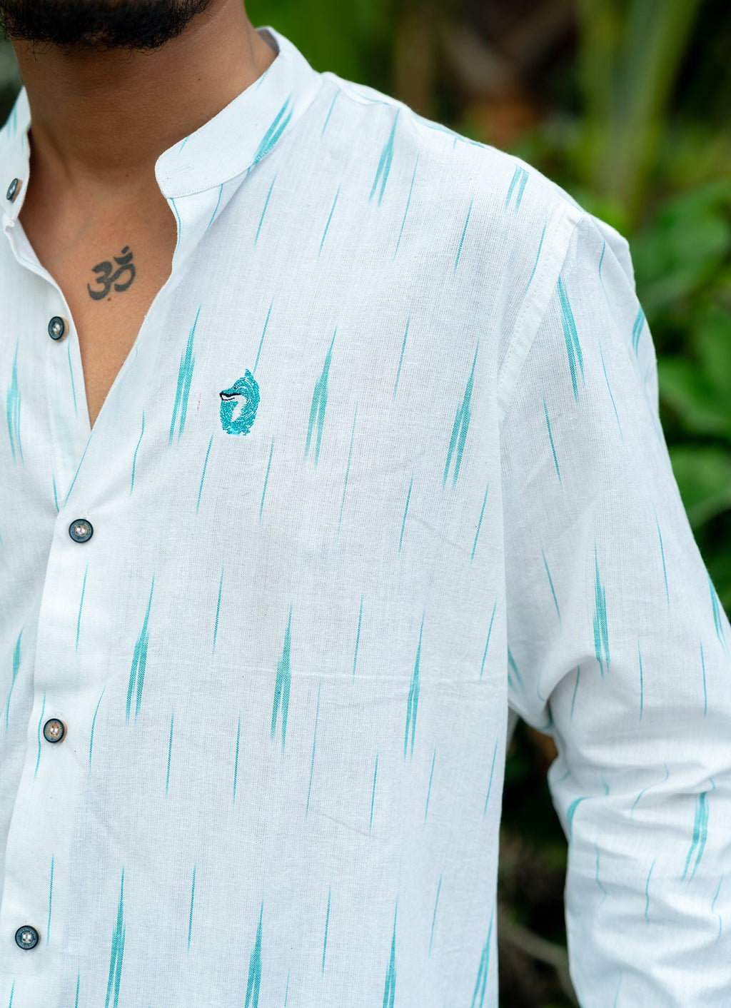 Eye-catching ikat design in white color Premium Organic Cotton