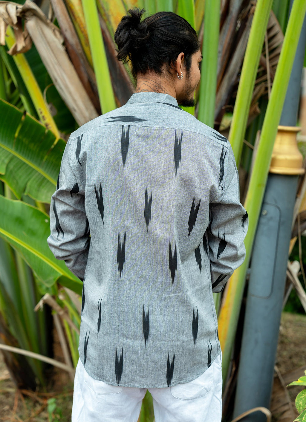 Eye-catching ikat design with Grey Dye Premium Organic Cotton