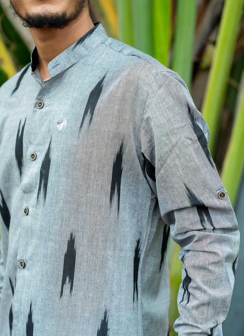 Eye-catching ikat design with Grey Dye Premium Organic Cotton