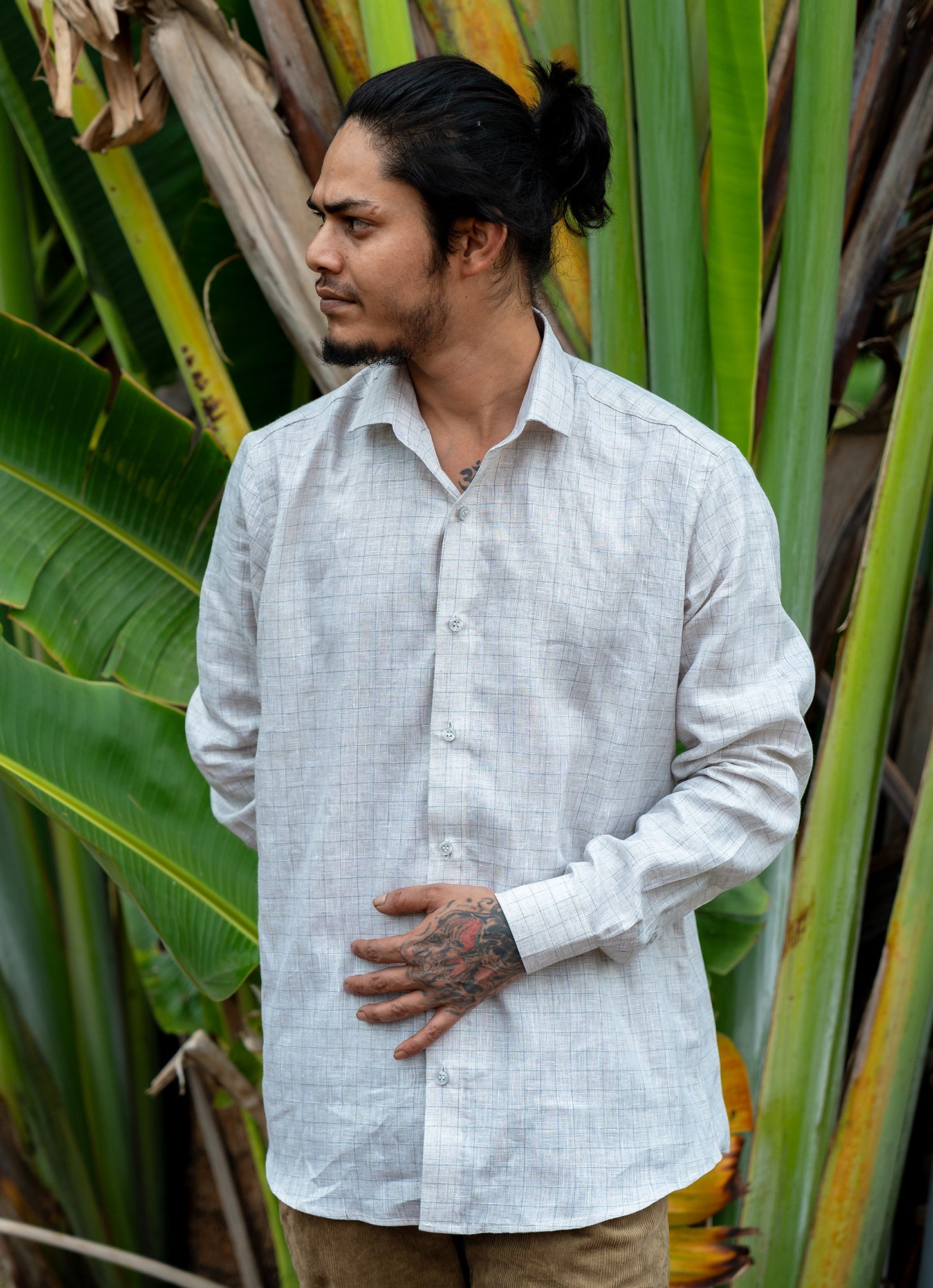 Ivory White Lined Airy Pure Linen Shirt
