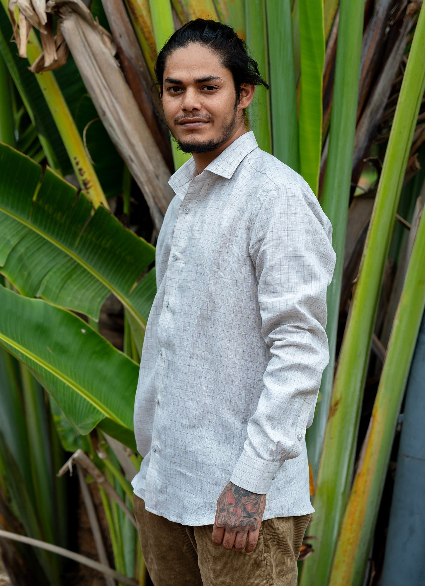 Ivory White Lined Airy Pure Linen Shirt