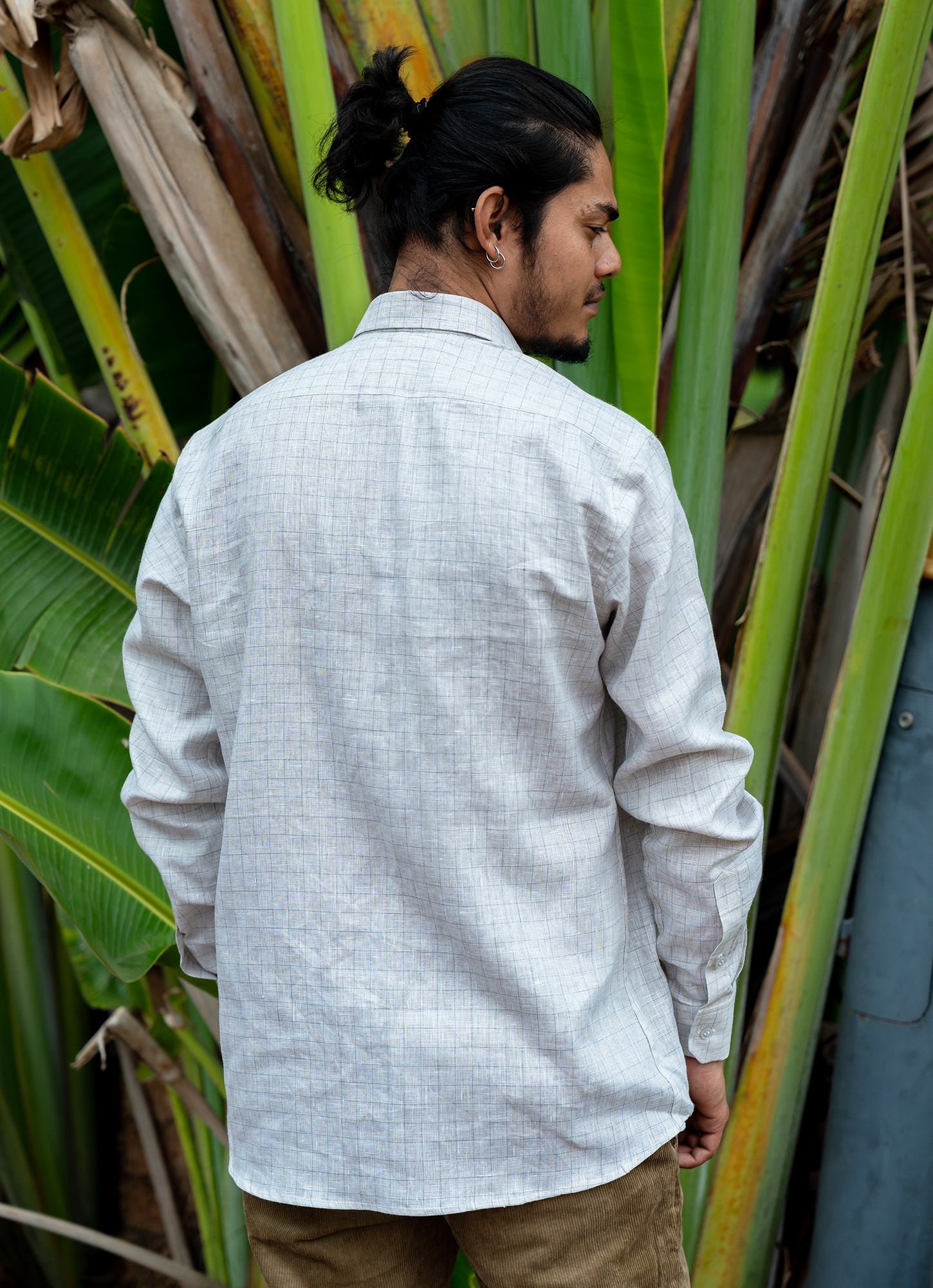 Ivory White Lined Airy Pure Linen Shirt