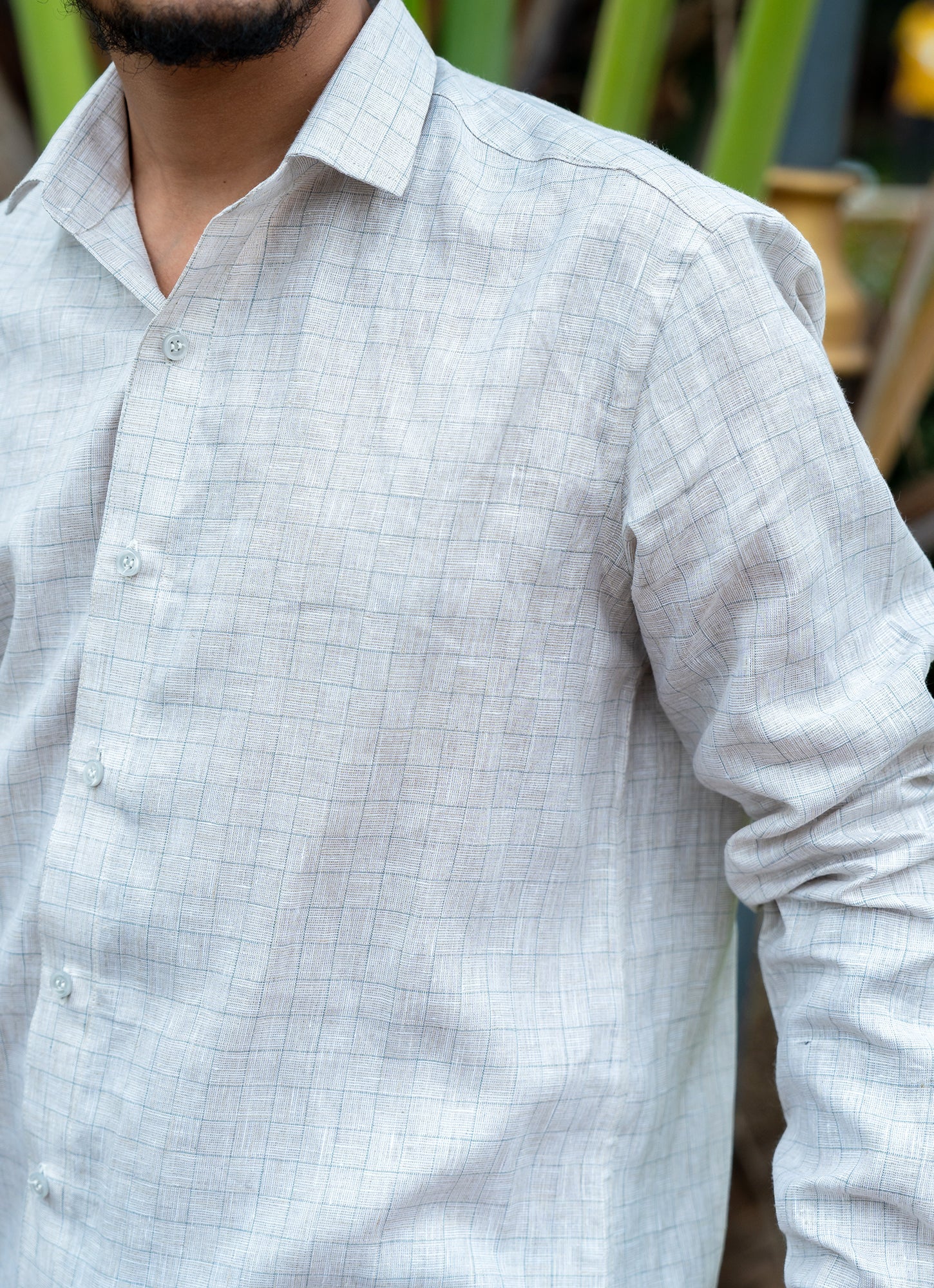 Ivory White Lined Airy Pure Linen Shirt