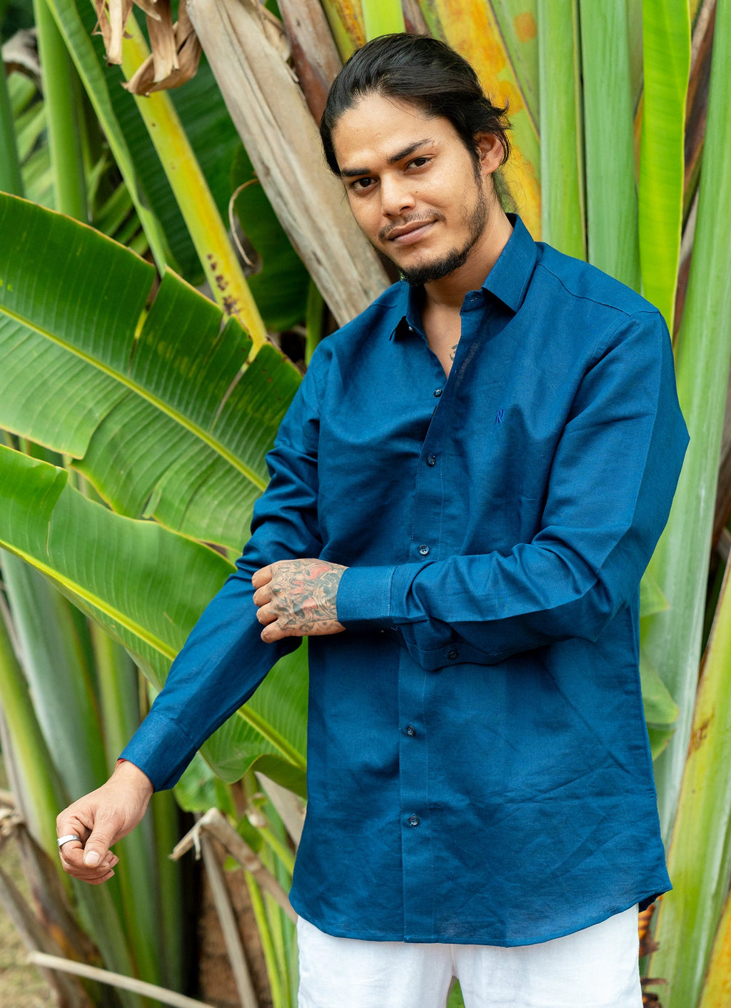 Indigo Organic Cotton Linen Premium Shirt