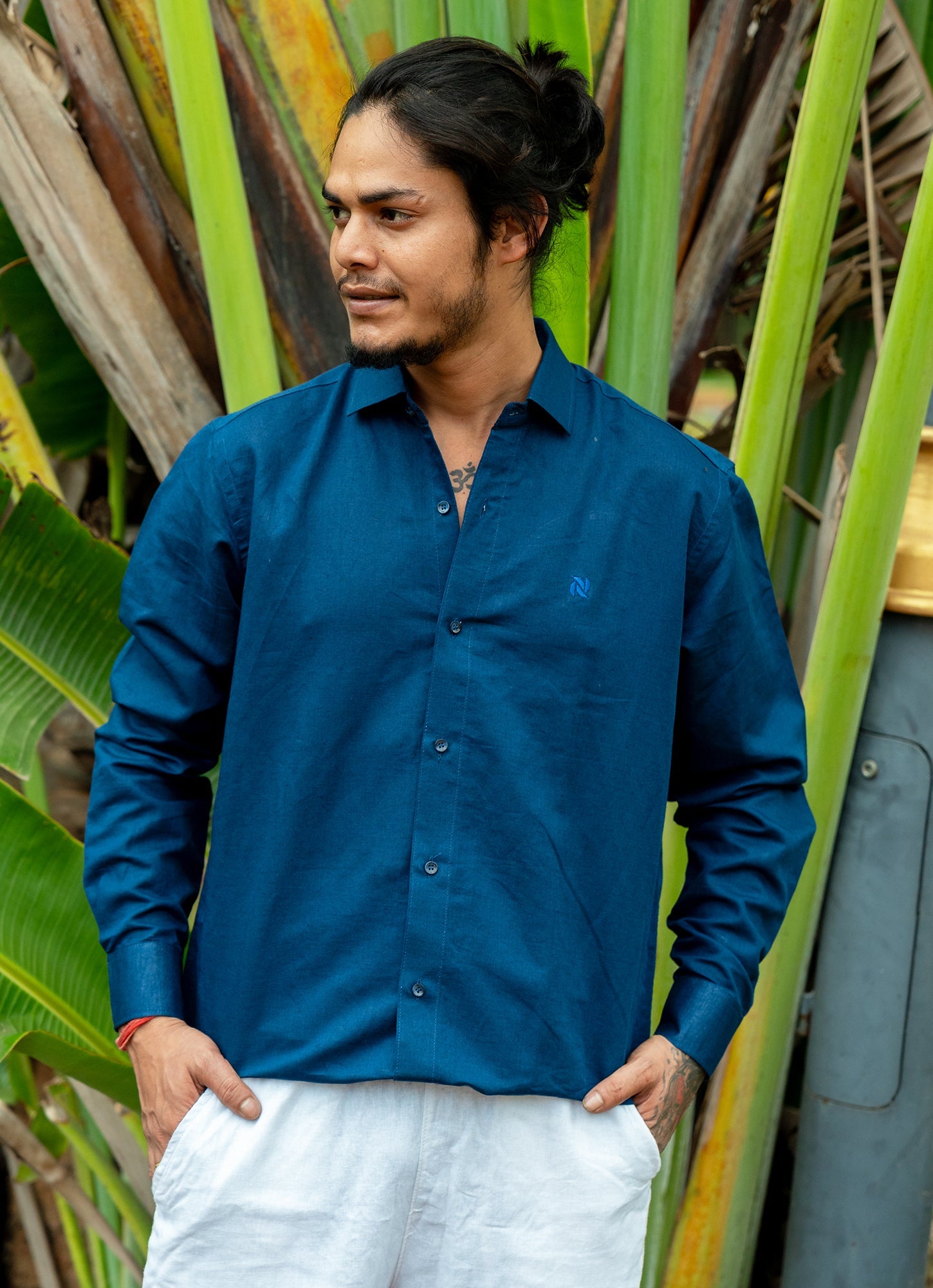 Indigo Organic Cotton Linen Premium Shirt