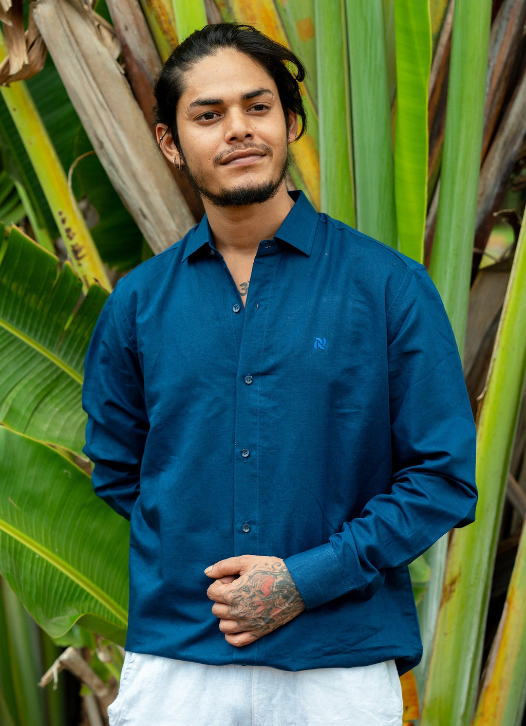 Indigo Organic Cotton Linen Premium Shirt
