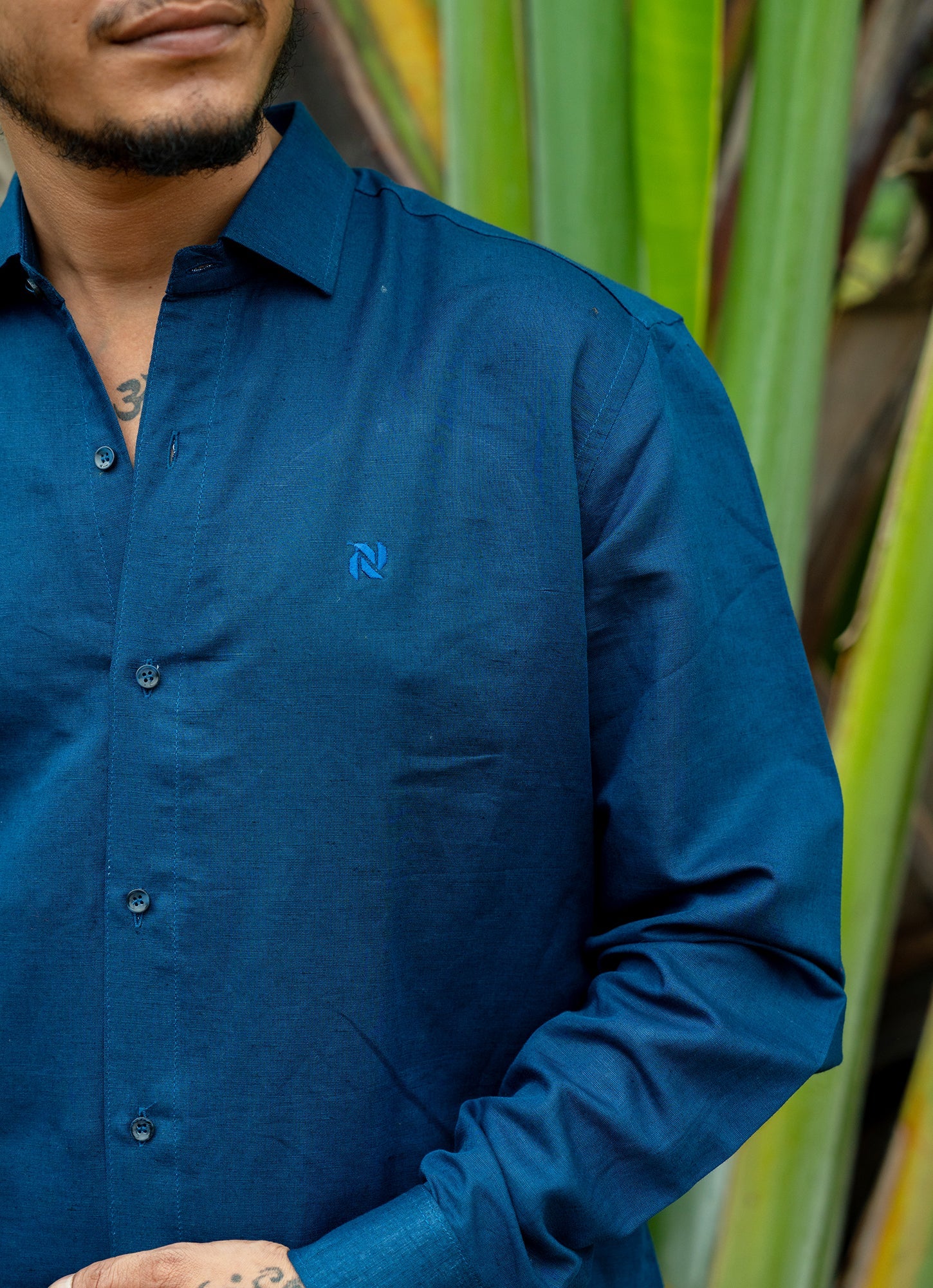 Indigo Organic Cotton Linen Premium Shirt
