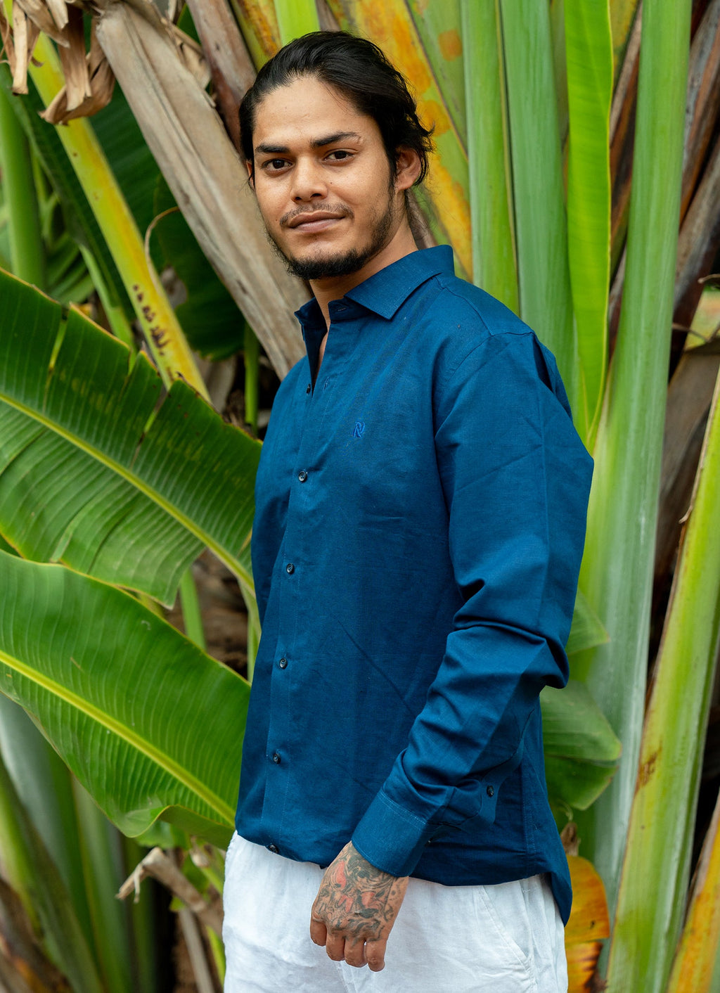 Indigo Organic Cotton Linen Premium Shirt