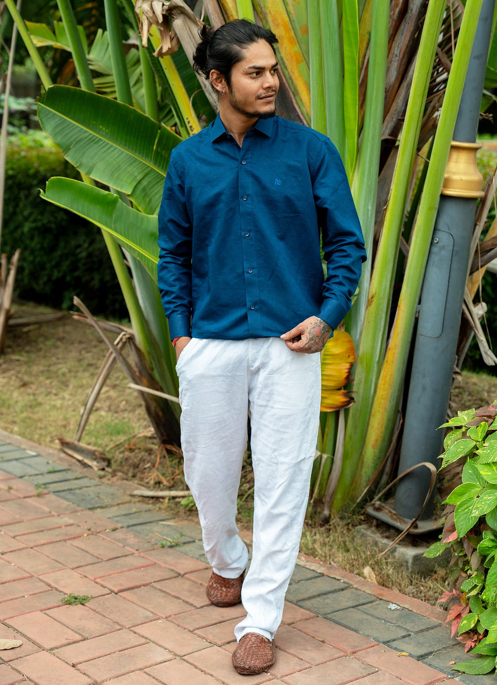 Indigo Organic Cotton Linen Premium Shirt