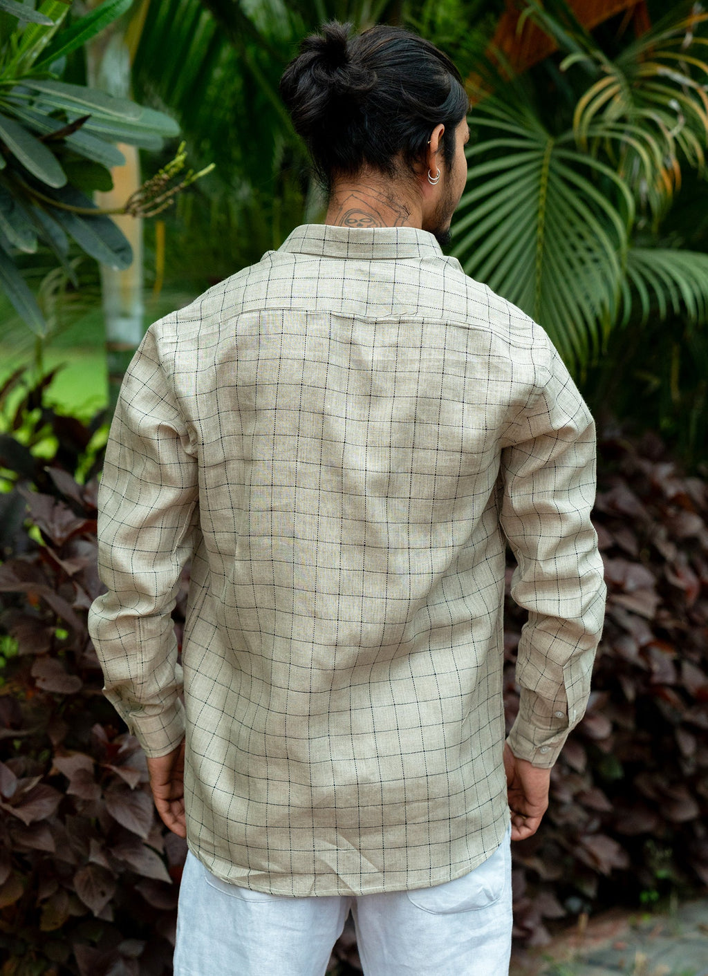 Creamy Grey Checked Pure Line Premium Shirt