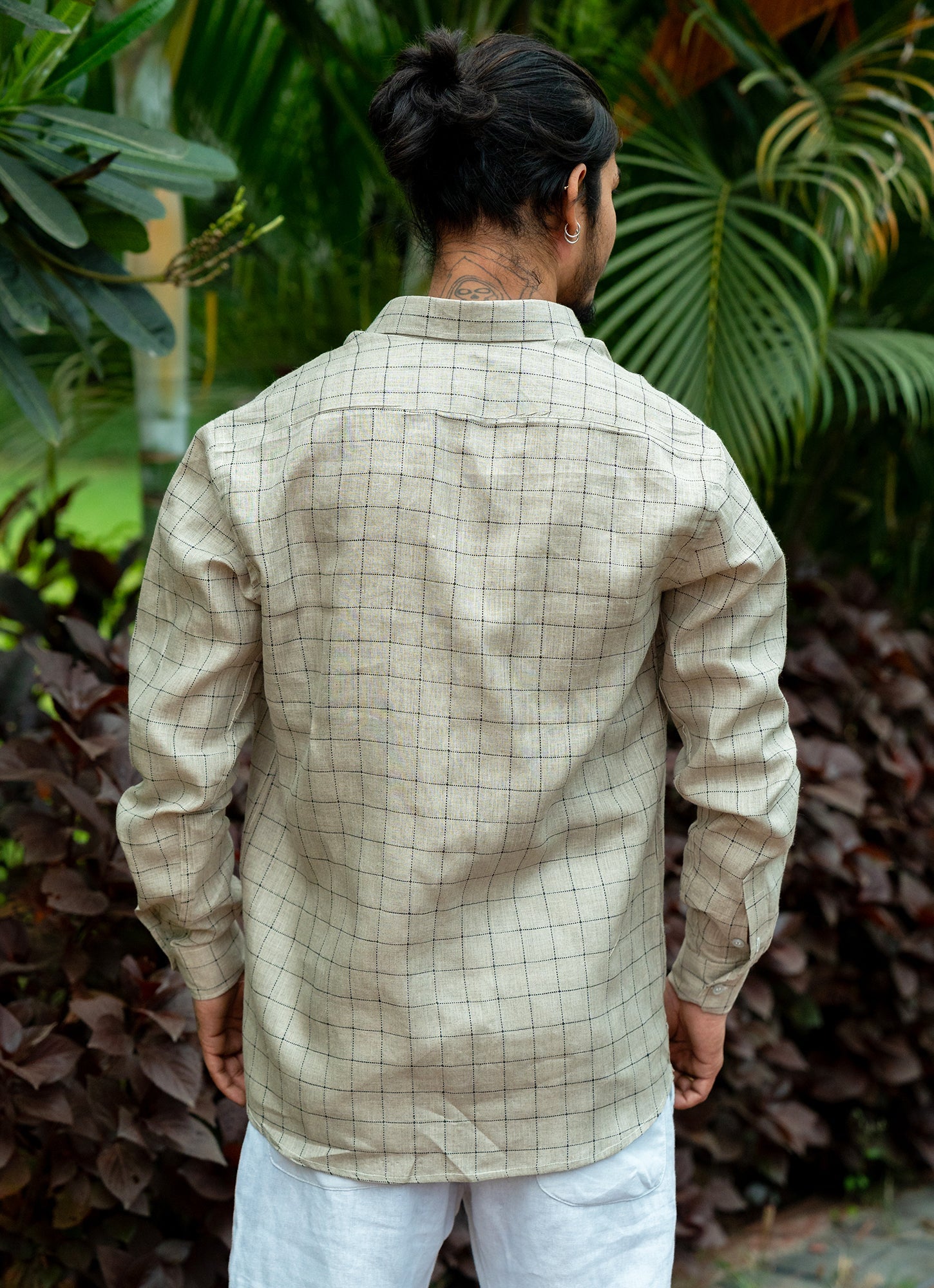 Creamy Grey Checked Pure Line Premium Shirt