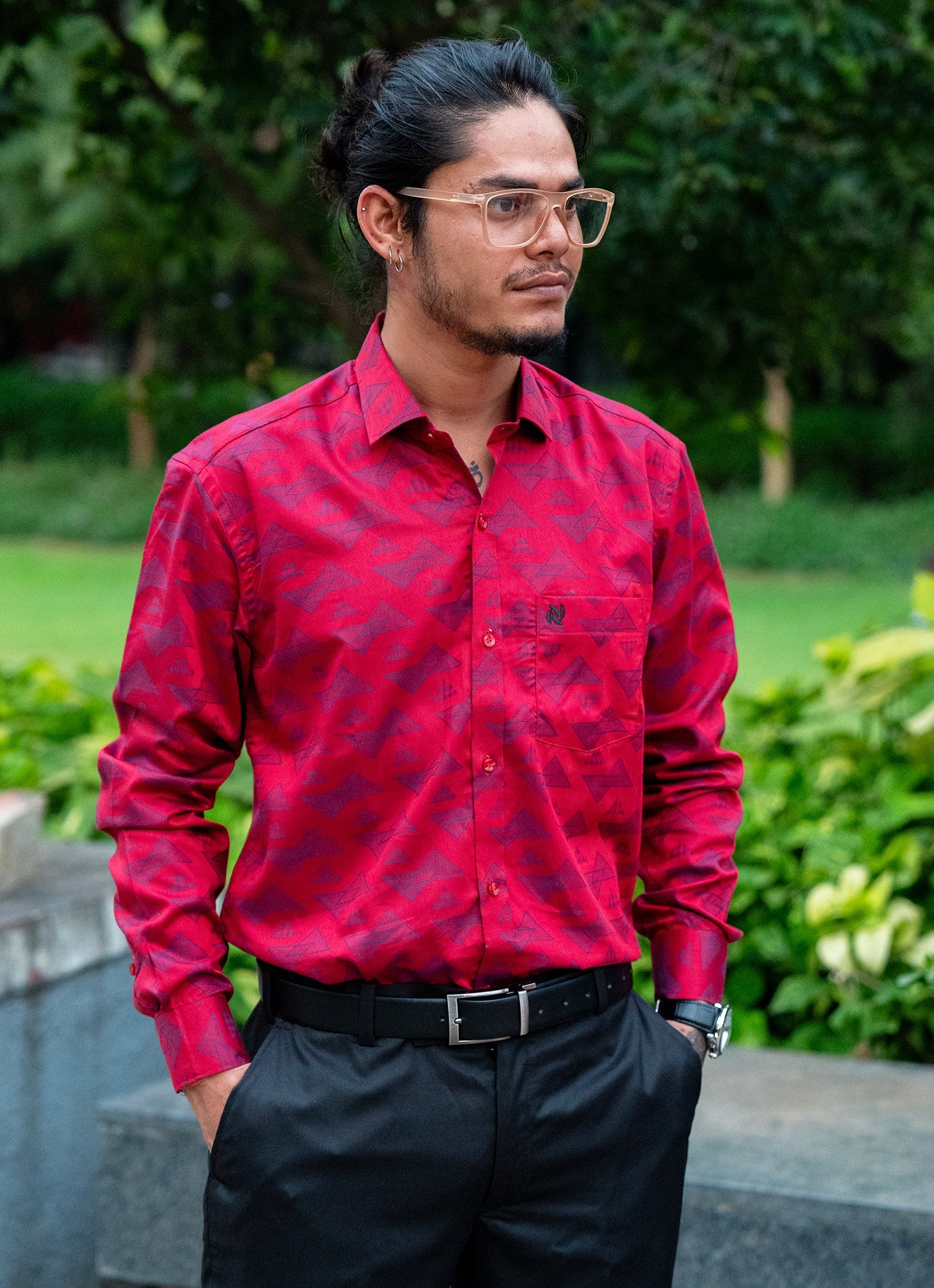 Cherry Blue Jacquard Textured Premium Shirt