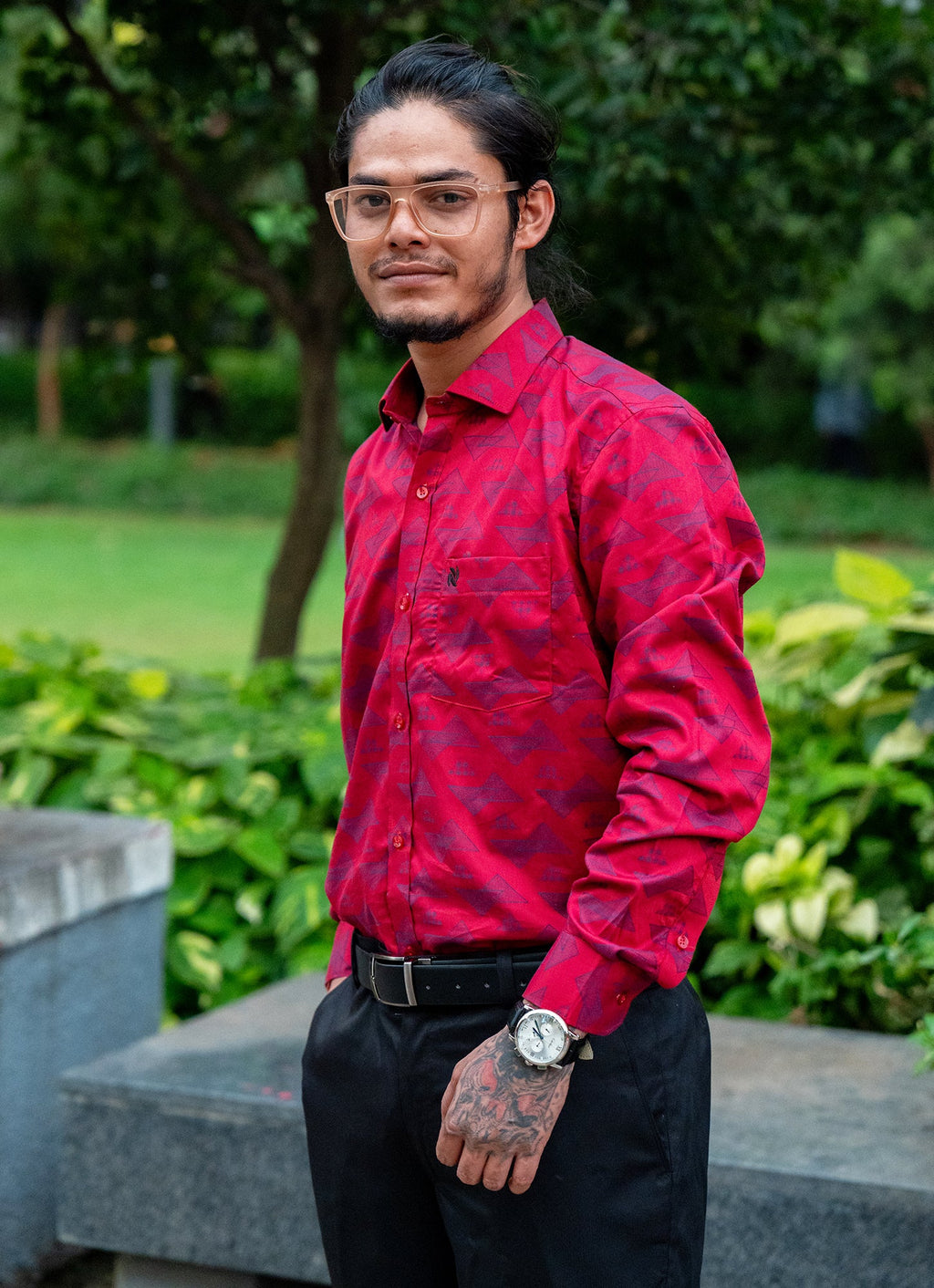 Cherry Blue Jacquard Textured Premium Shirt