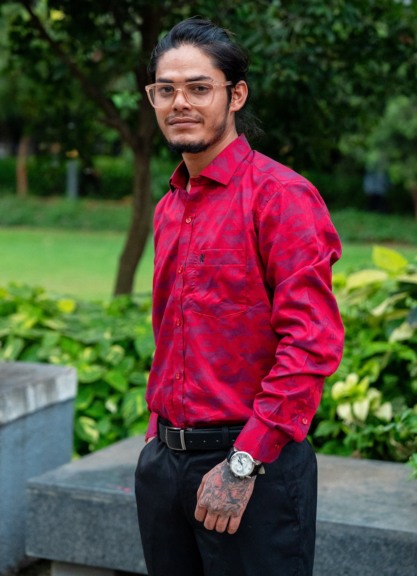 Cherry Blue Jacquard Textured Premium Shirt