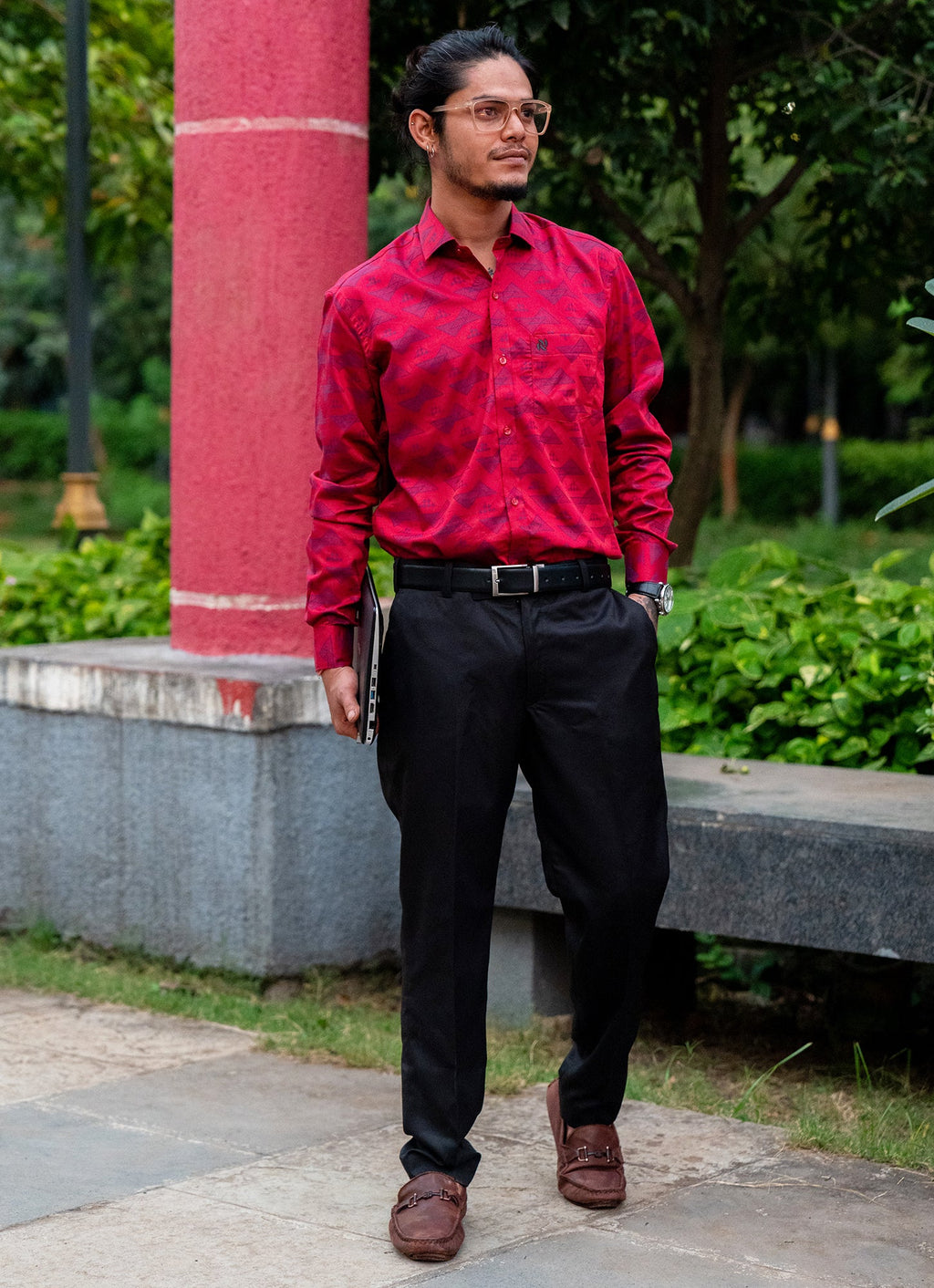 Cherry Blue Jacquard Textured Premium Shirt