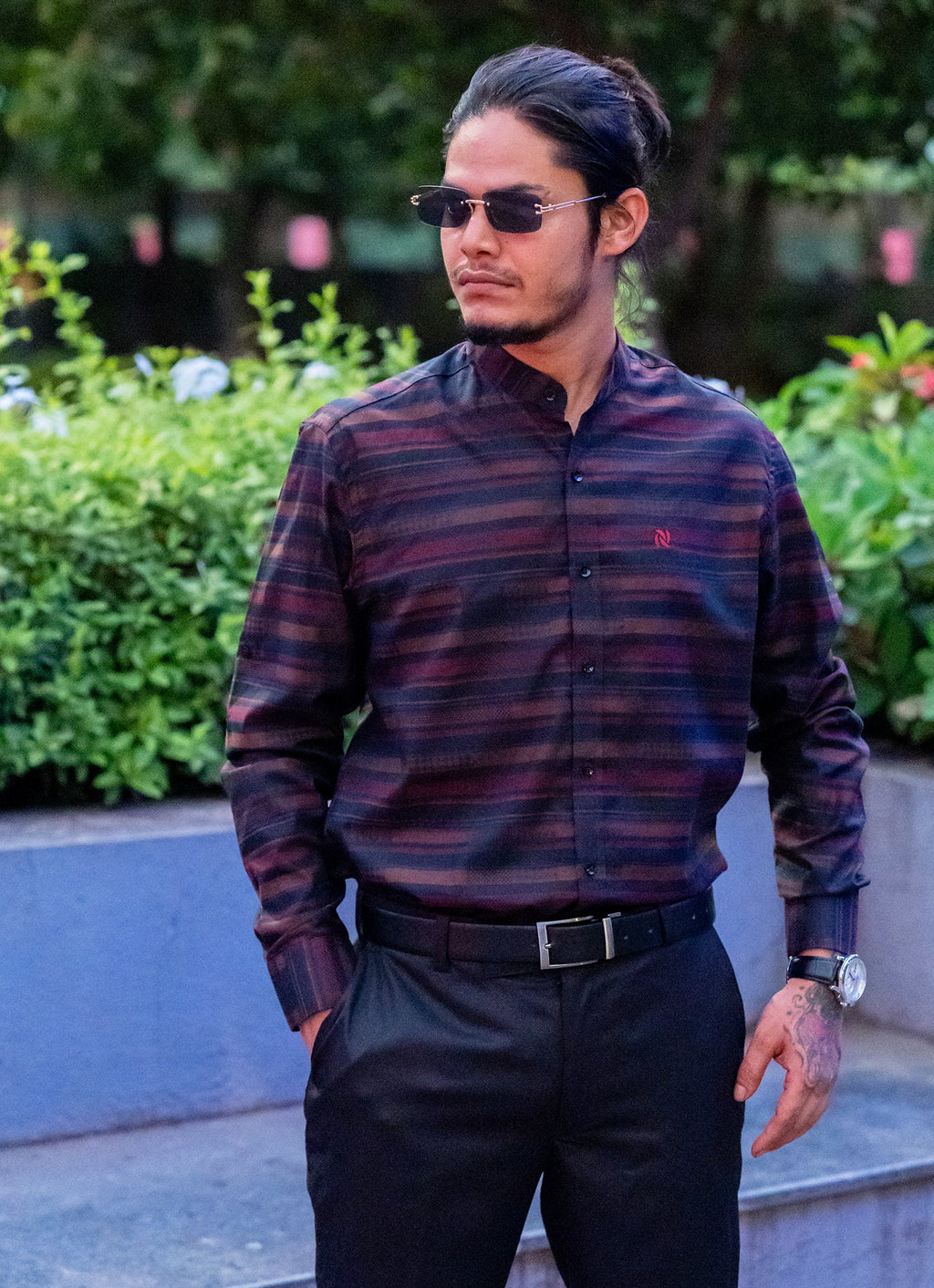 Geometry Carmine Red Premium Cotton Shirt