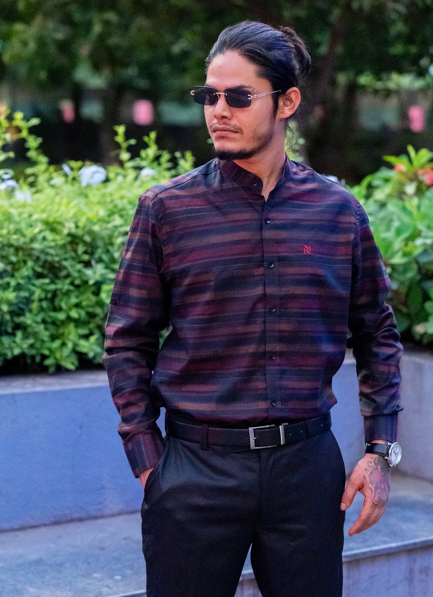 Geometry Carmine Red Premium Cotton Shirt