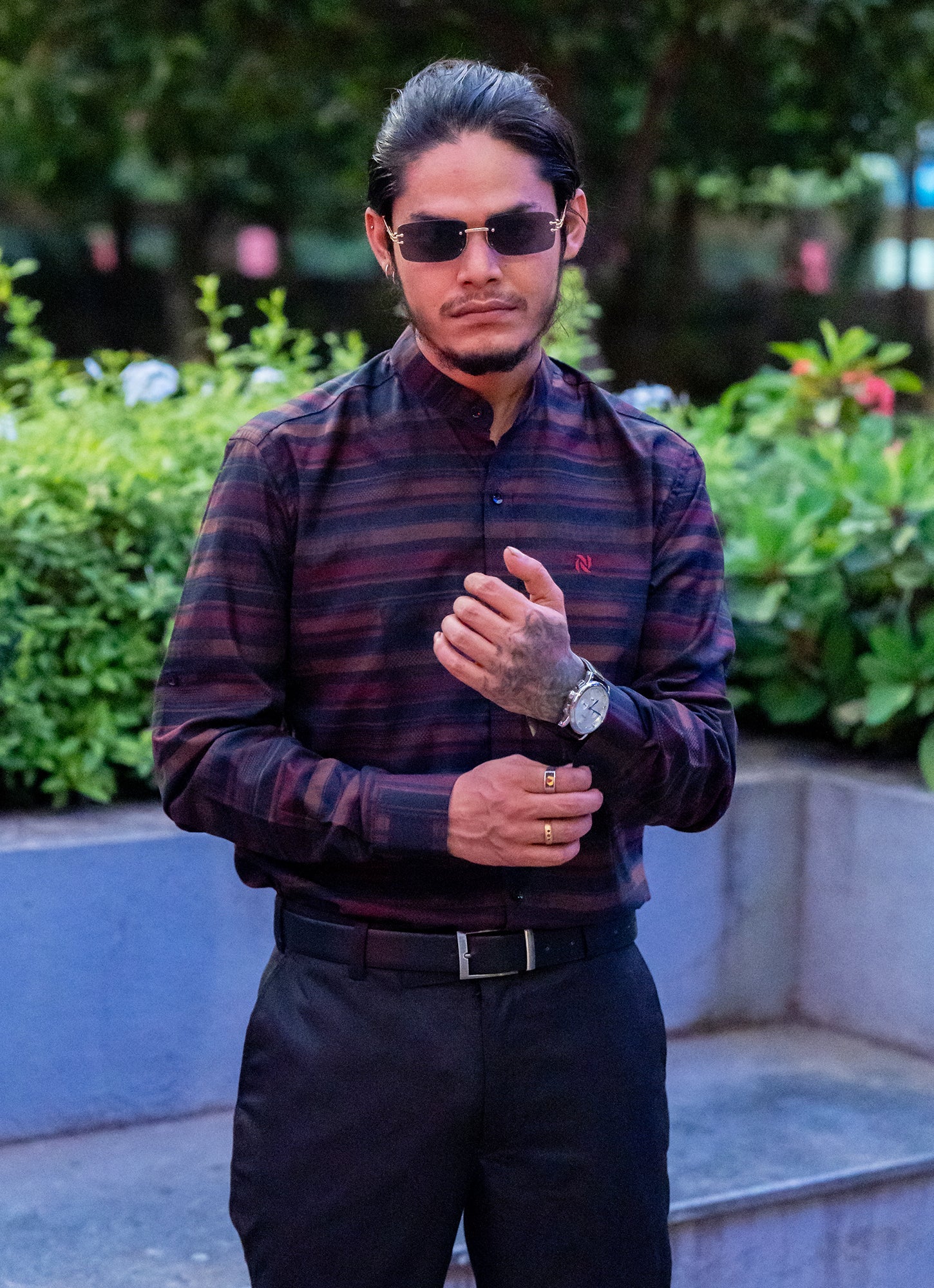 Geometry Carmine Red Premium Cotton Shirt