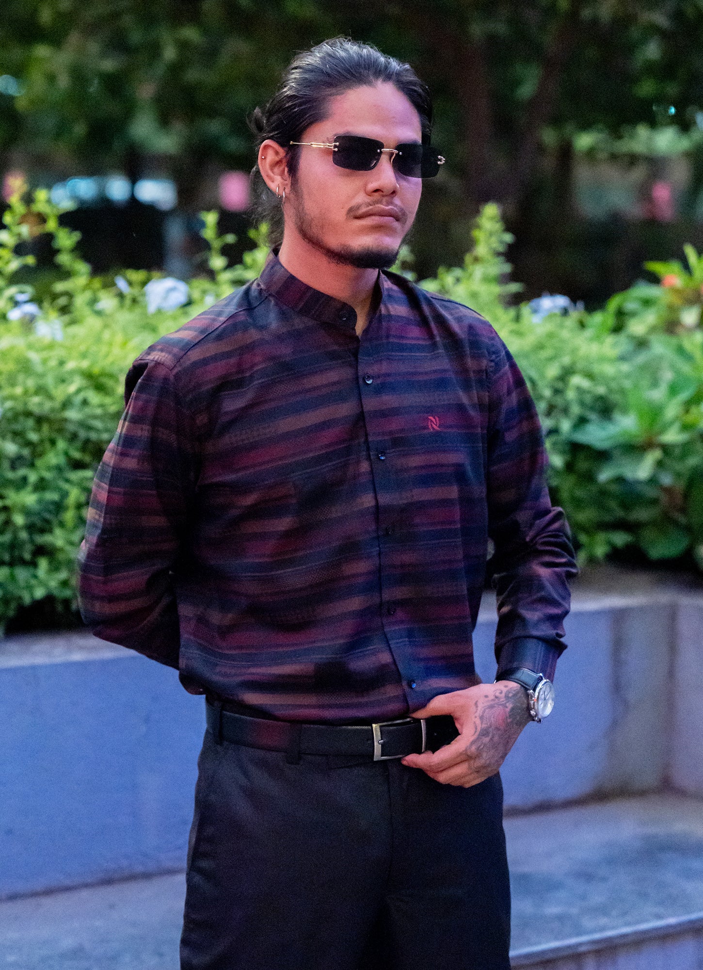 Geometry Carmine Red Premium Cotton Shirt