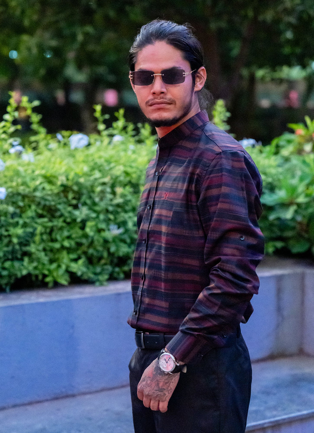 Geometry Carmine Red Premium Cotton Shirt