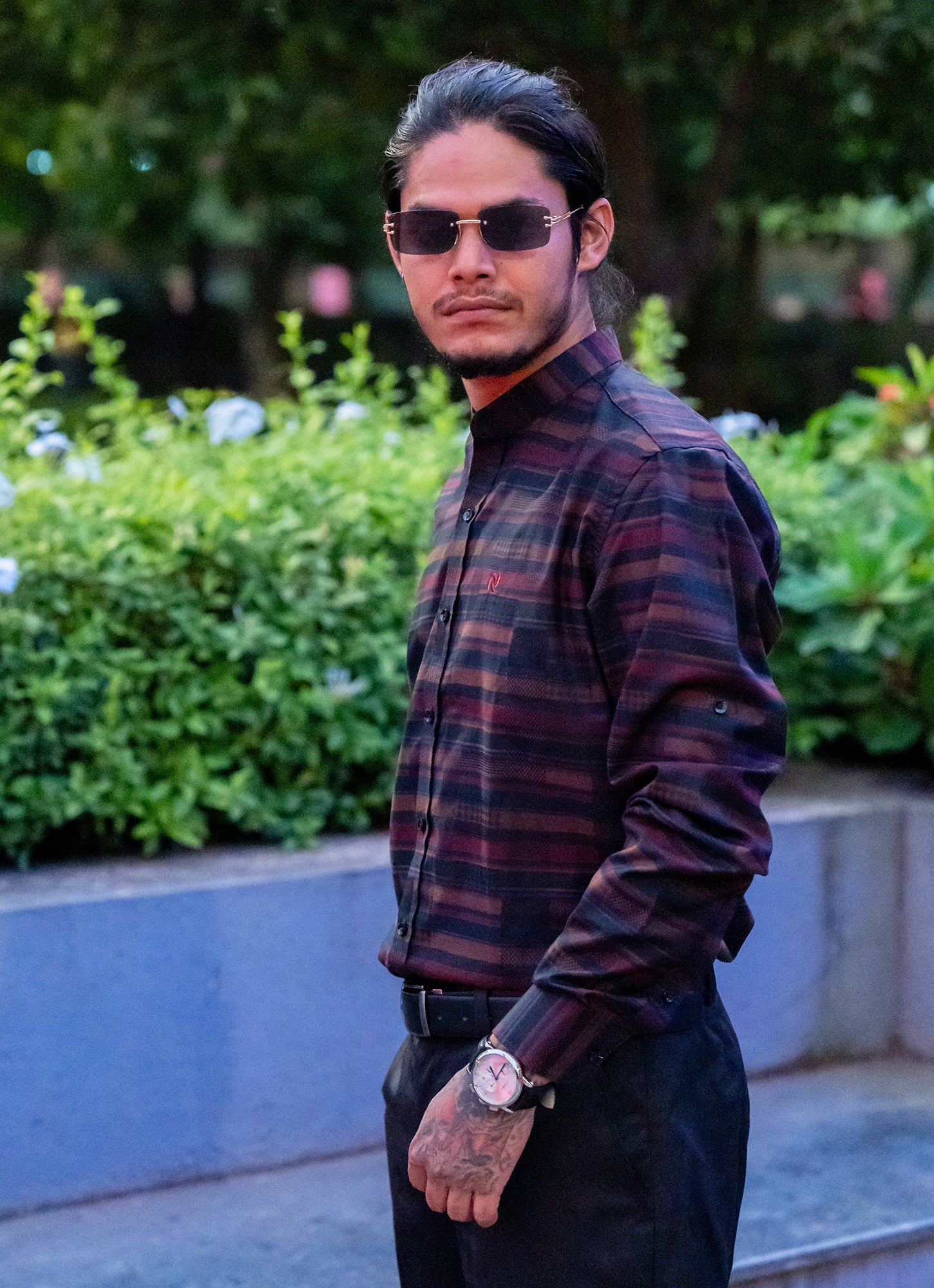 Geometry Carmine Red Premium Cotton Shirt