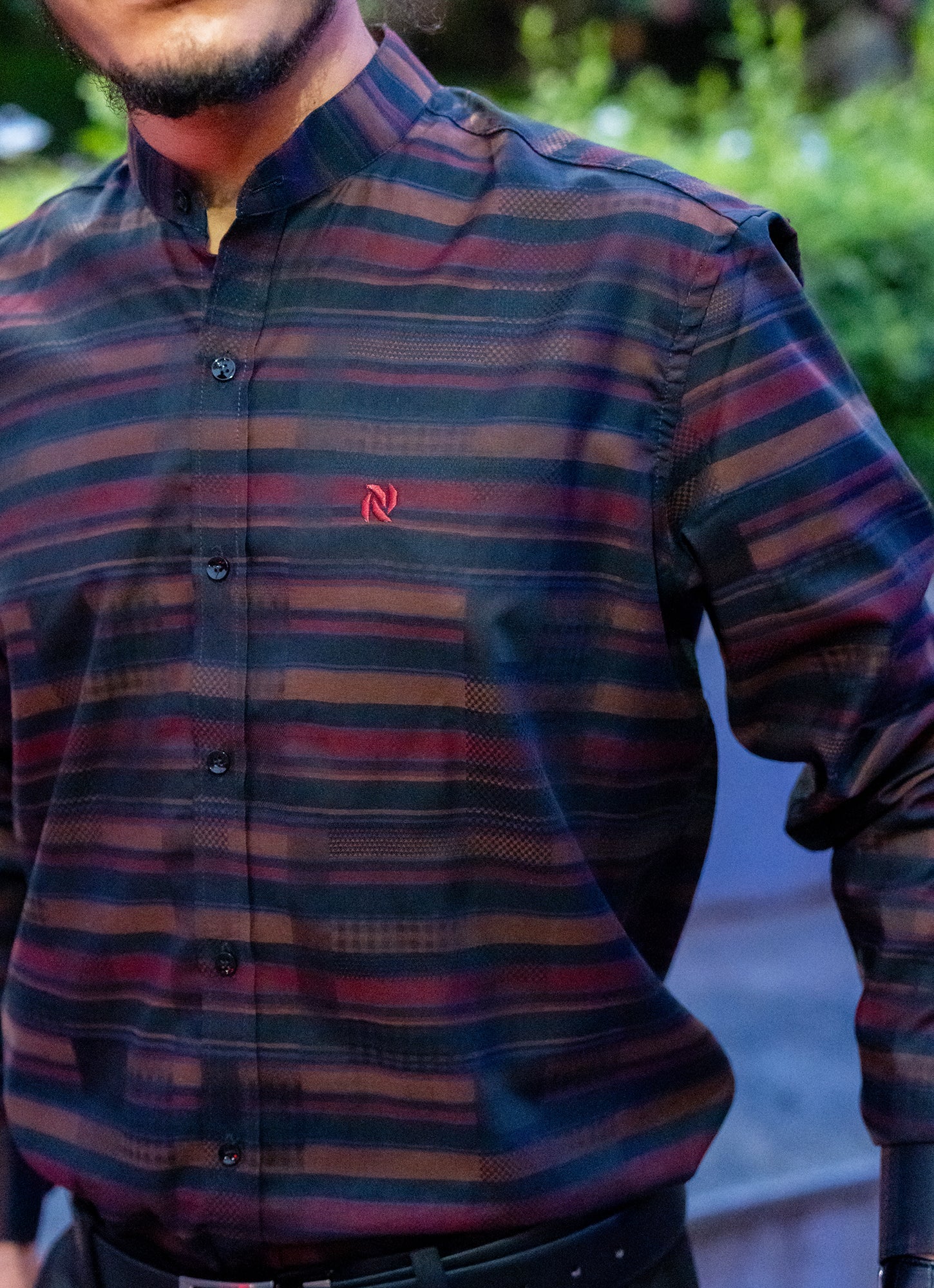 Geometry Carmine Red Premium Cotton Shirt