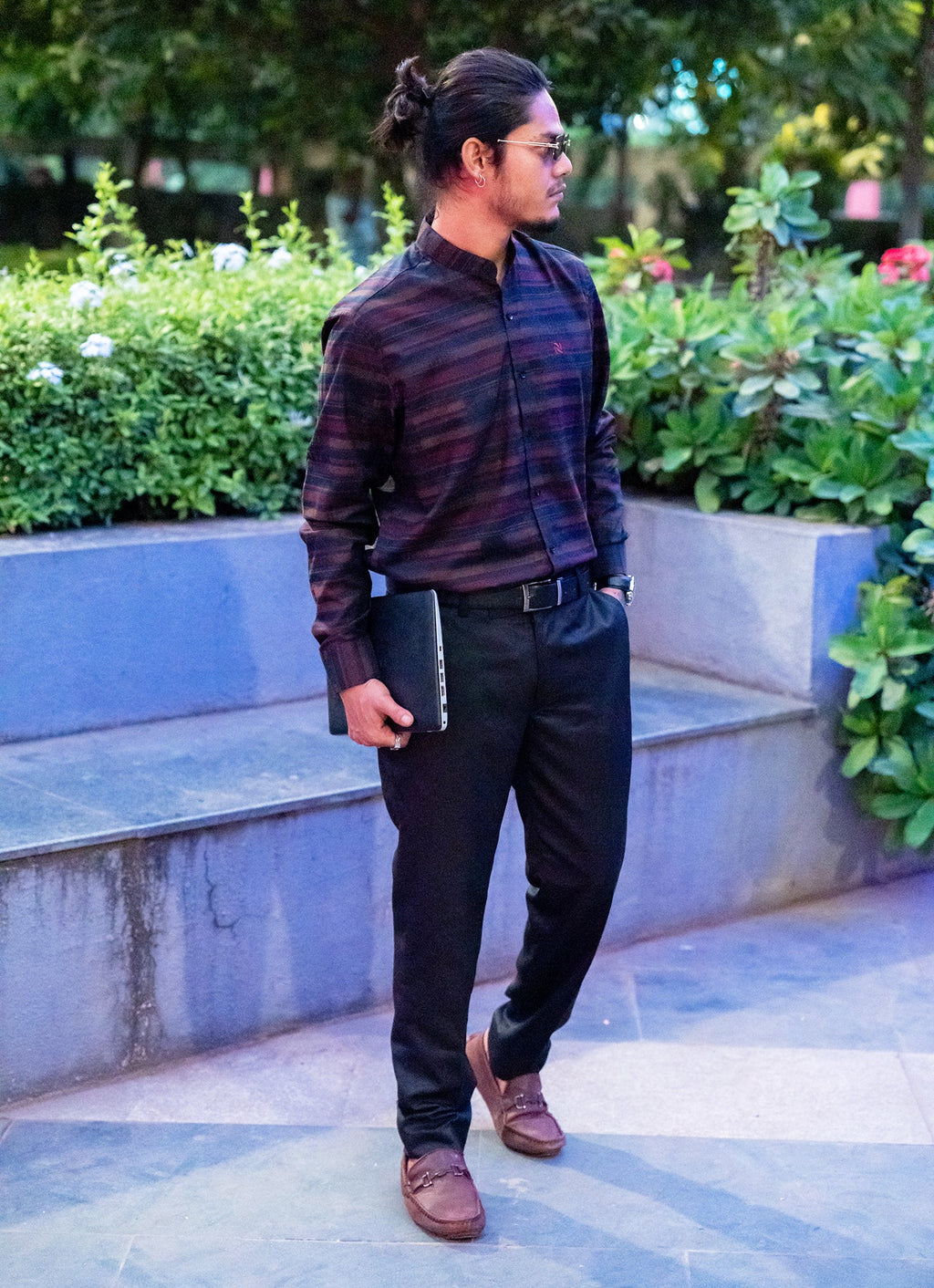 Geometry Carmine Red Premium Cotton Shirt