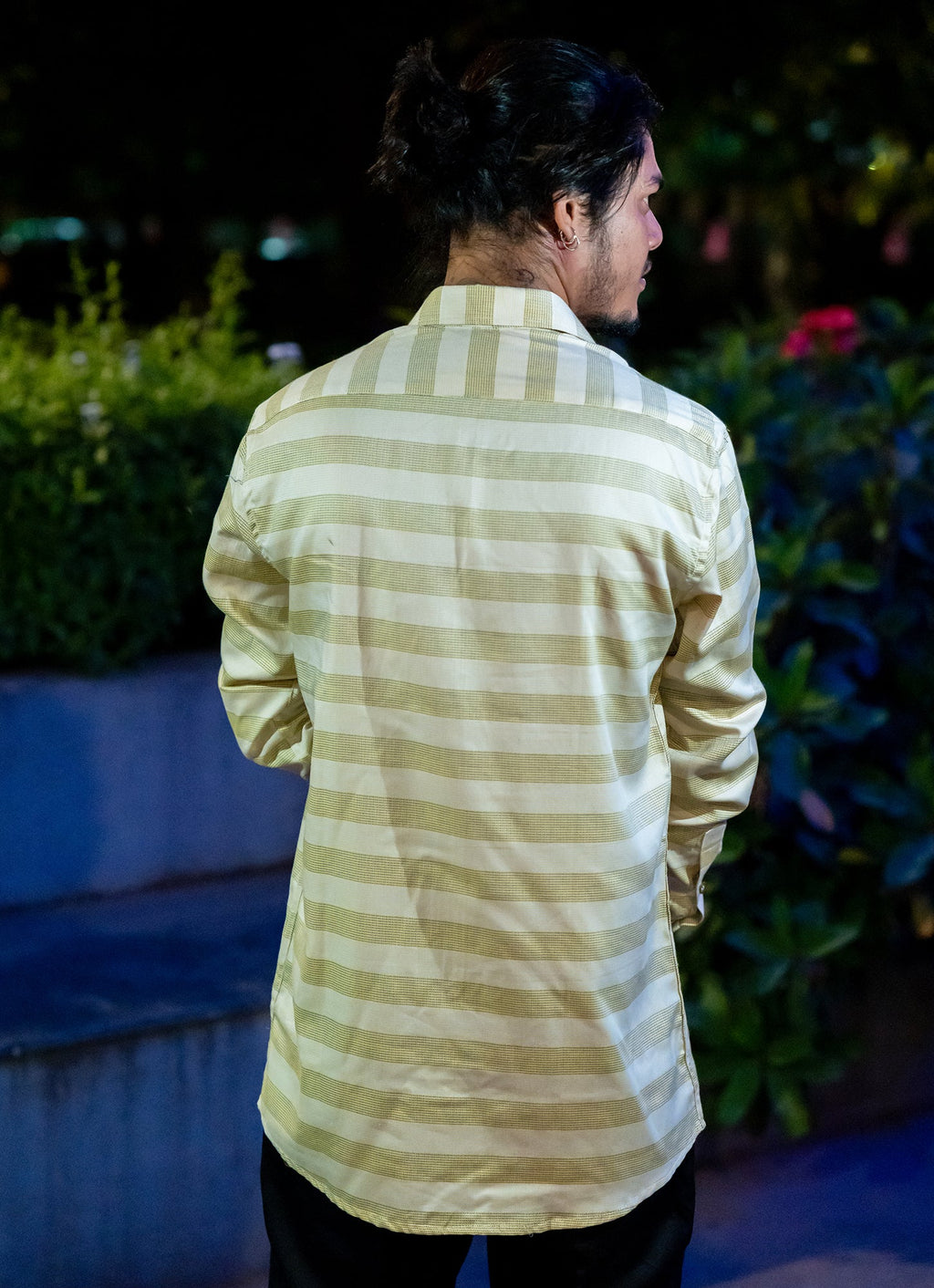Creamy Pista Striped Organic Cotton Premium Shirt