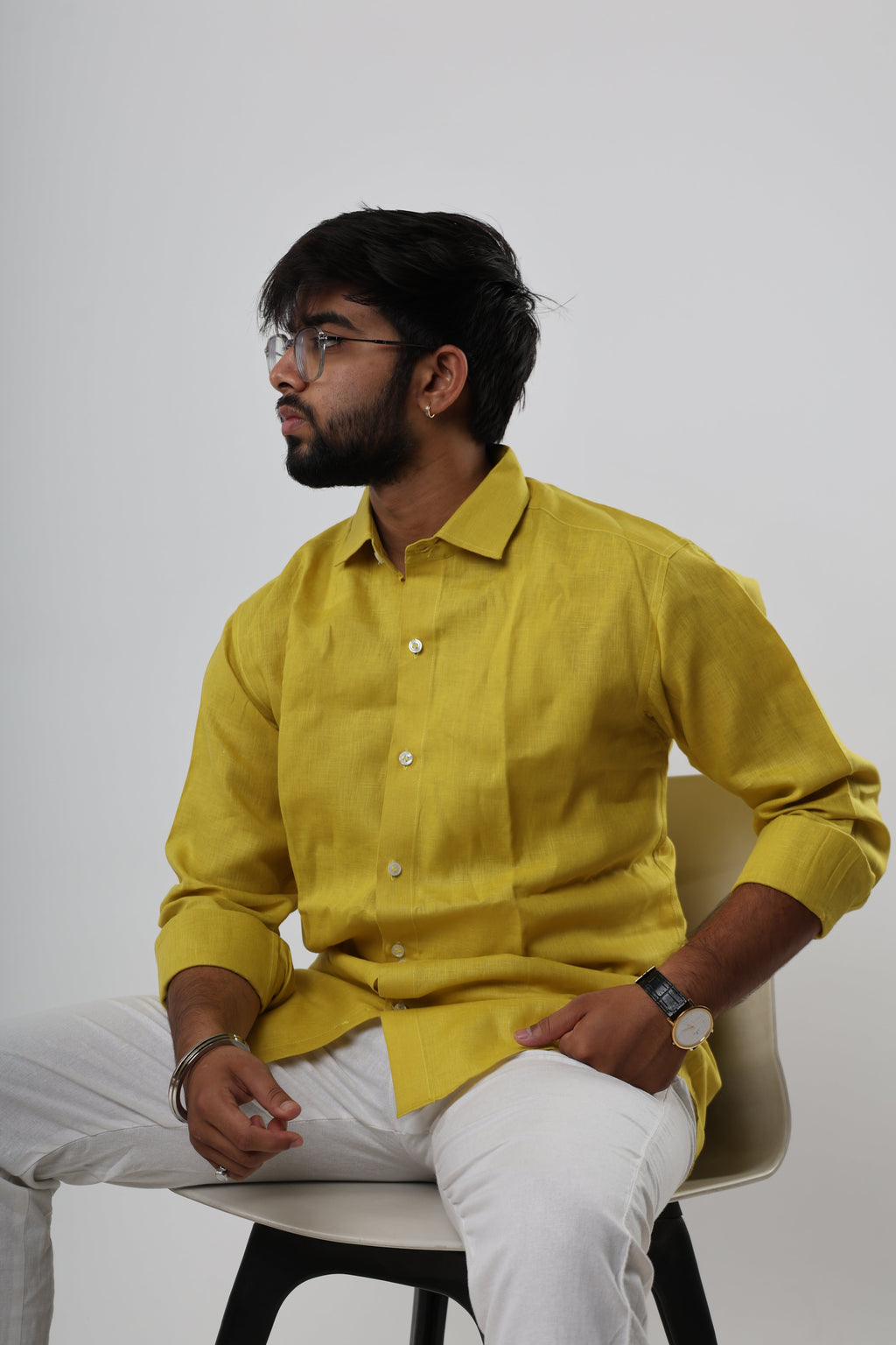 Mustard yellow linen shirt