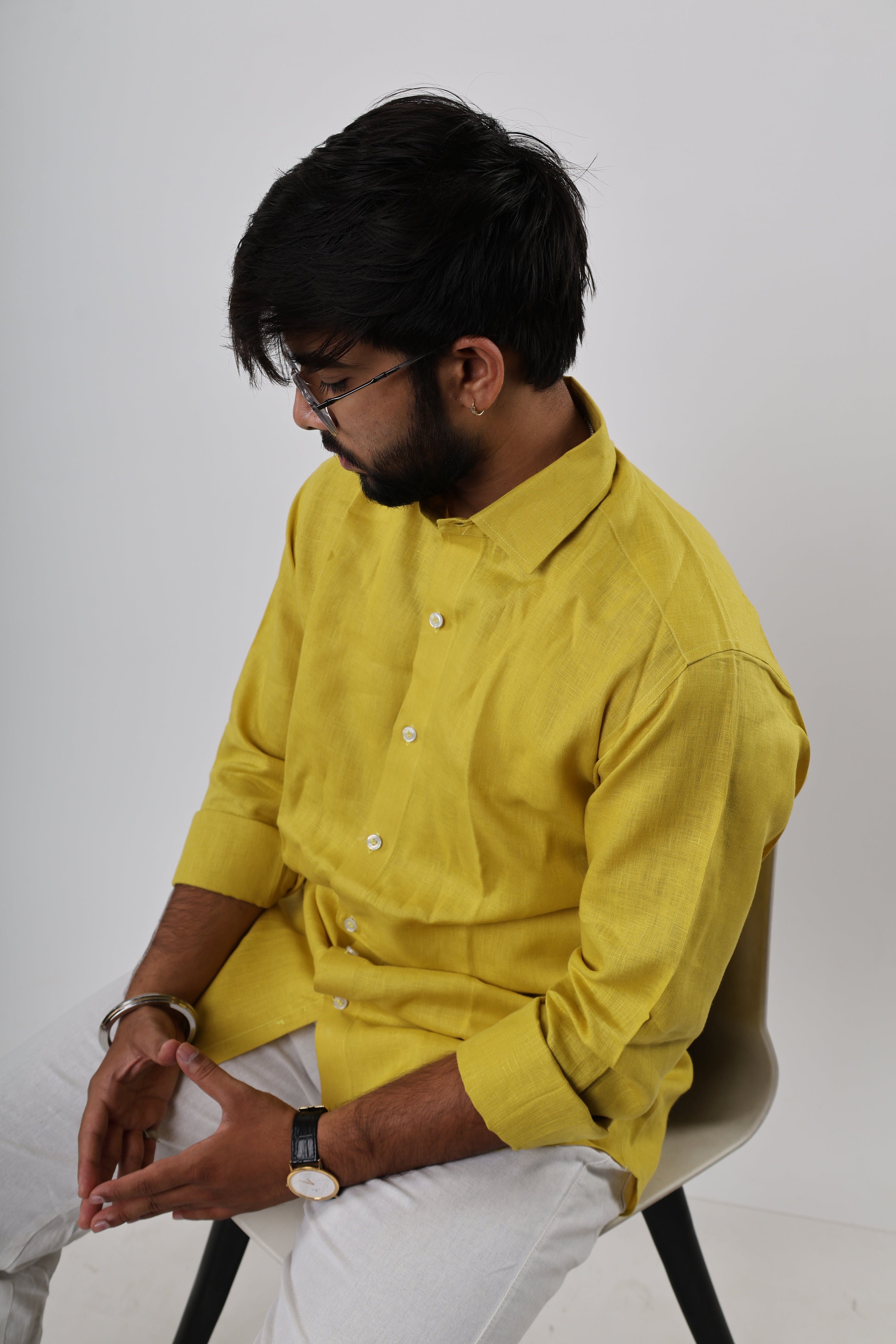 Mustard yellow linen shirt